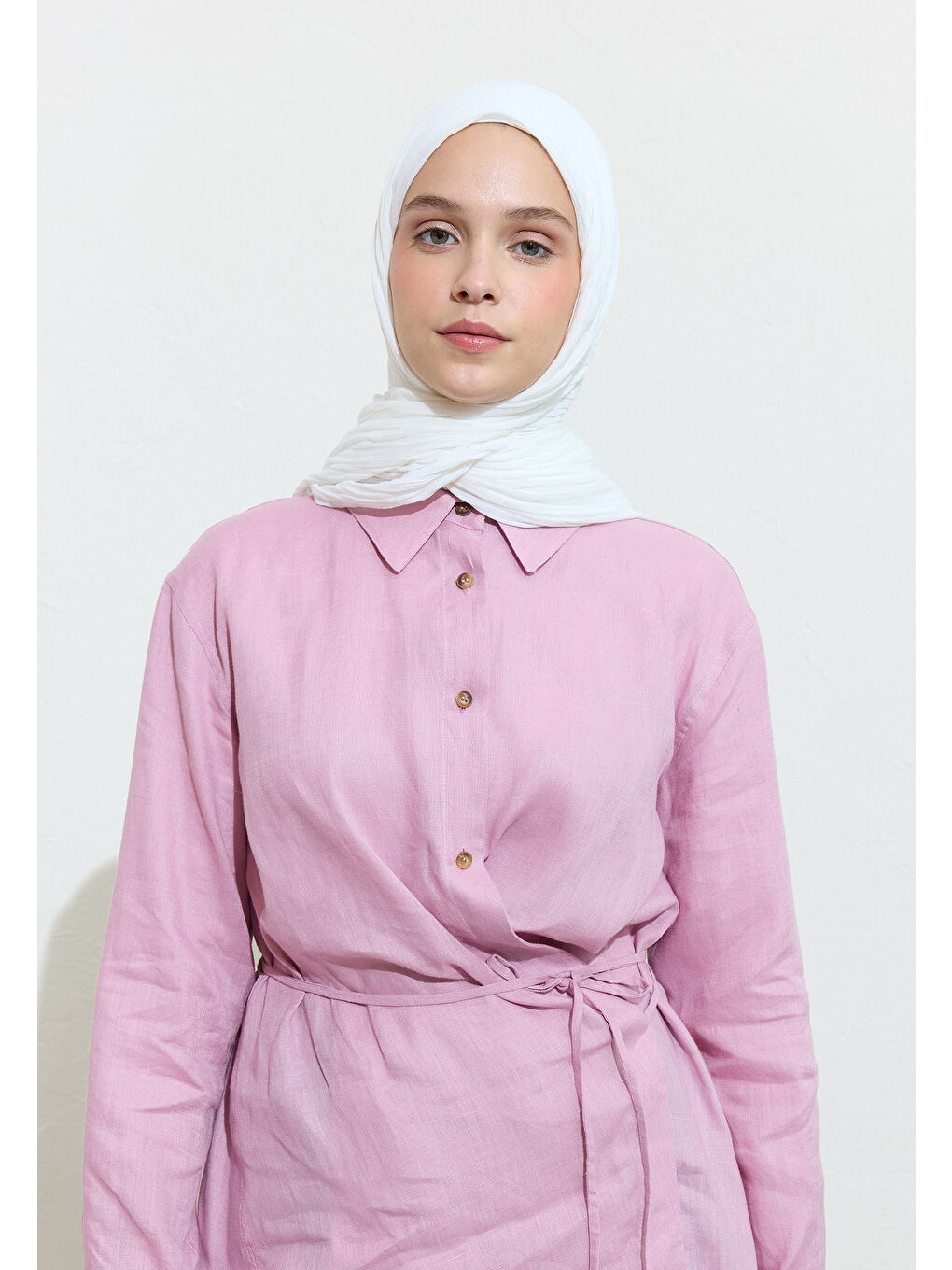 Beyaz Whıte Chocolate Pamuklu Keten Şal-1