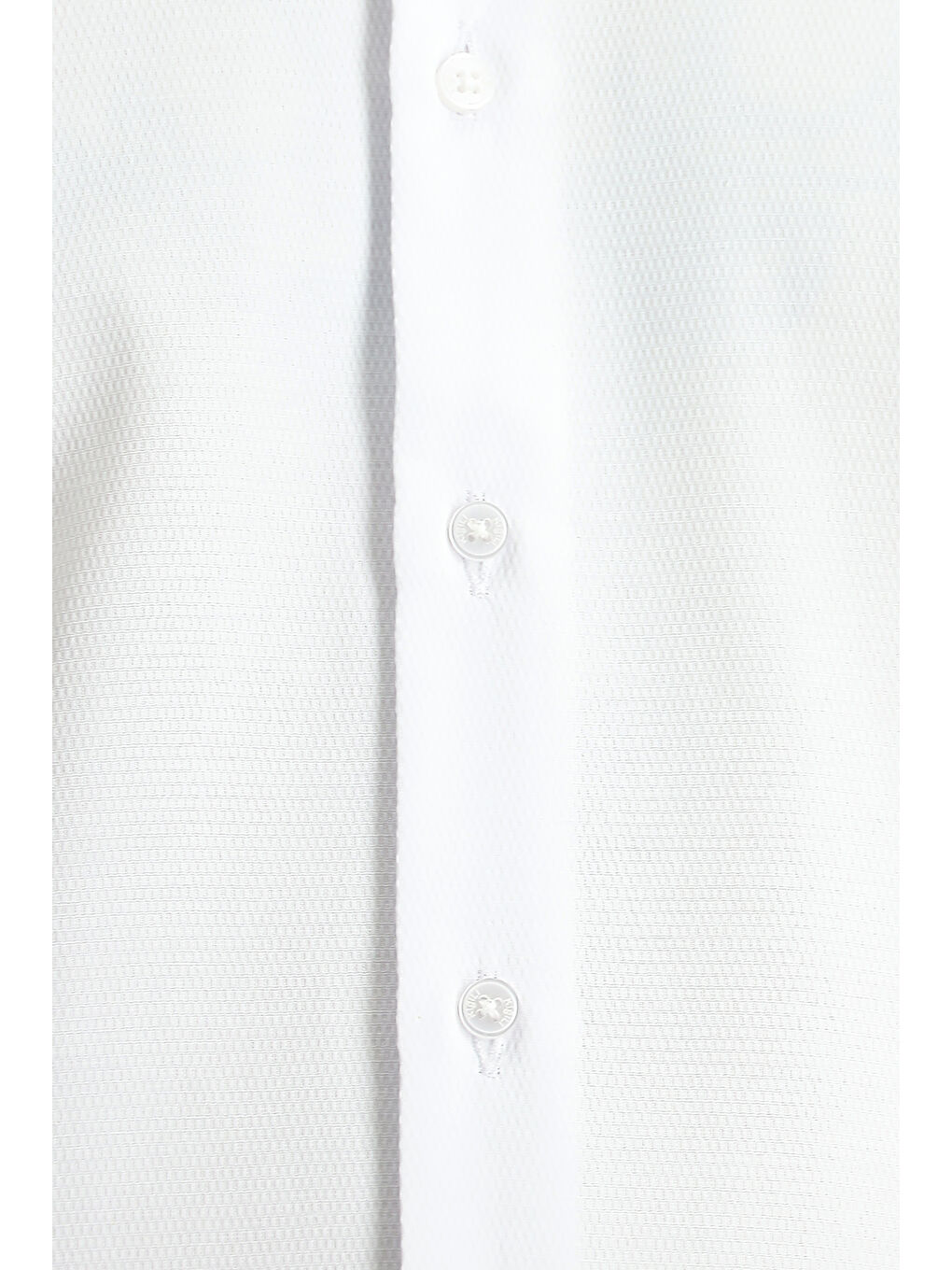 Beyaz Uzun Kol Klasik Desenli Manşetli Pamuklu Gömlek-3