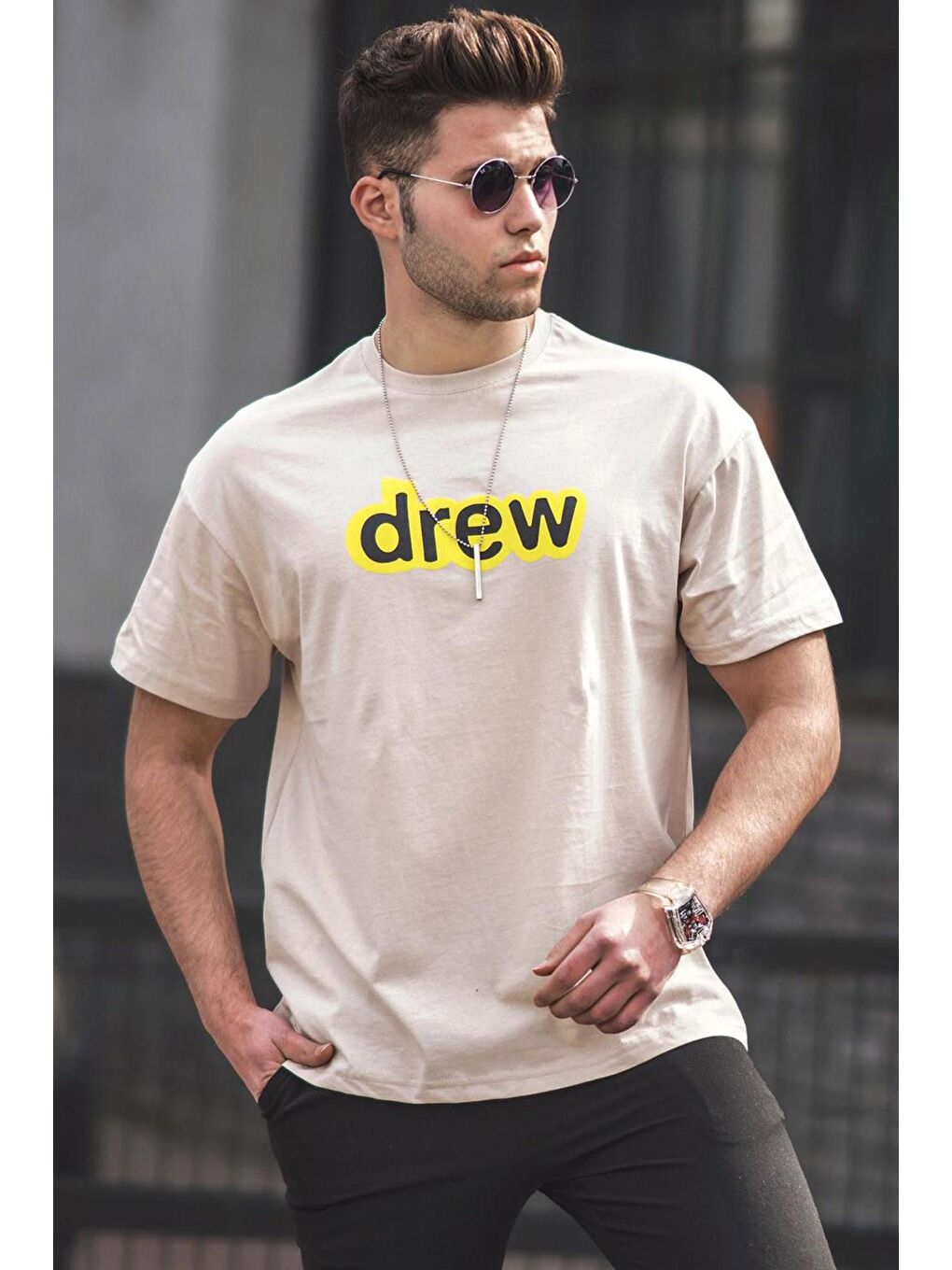 Bej Erkek Tişört 5205