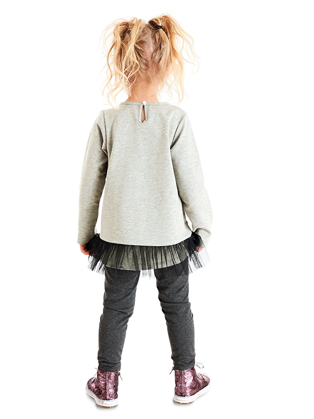 Karışık Cute Cat Kız Çocuk Tunik Tayt Takım-1