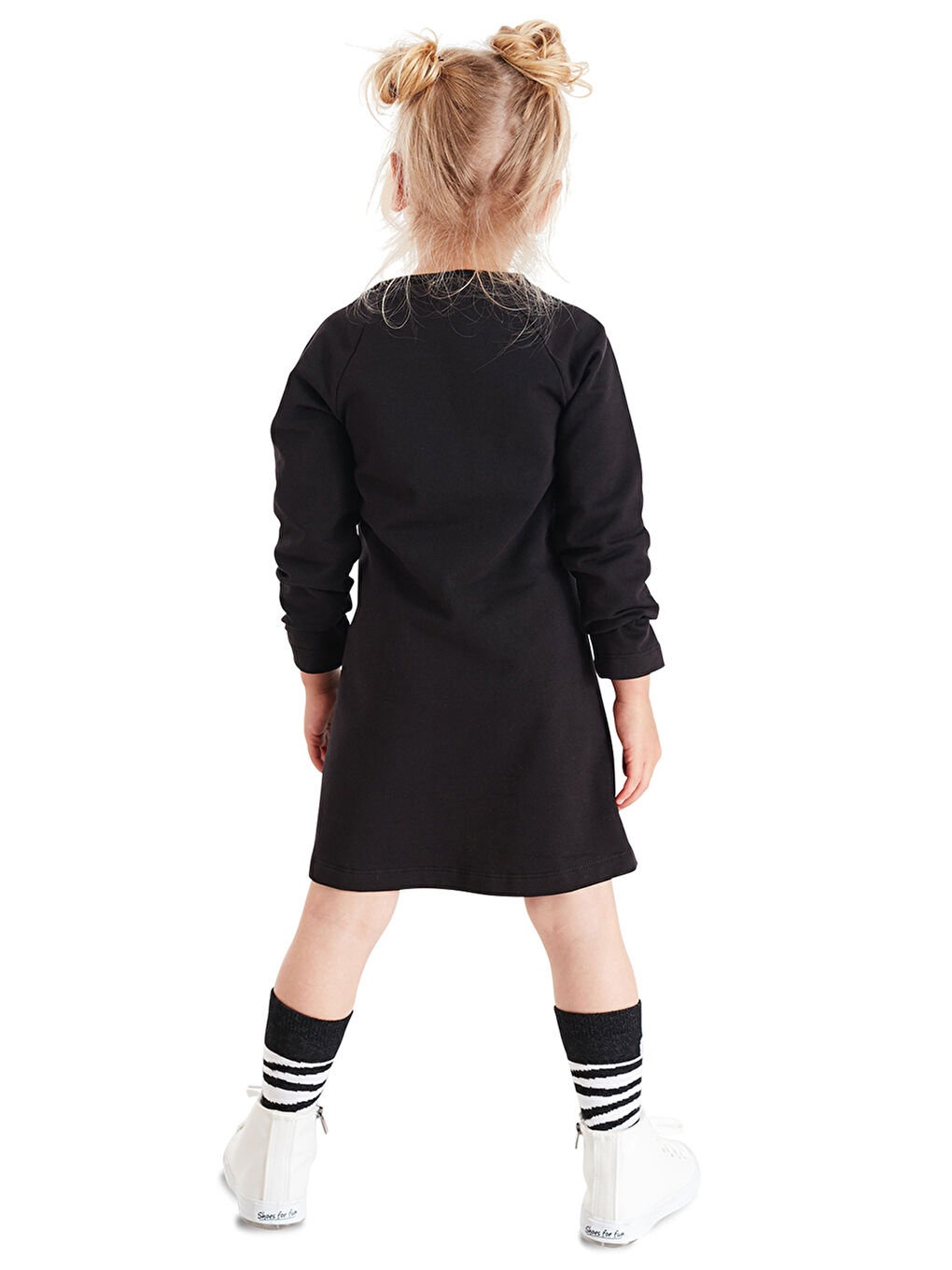 Zebra Siyah Kız Çocuk Fırfırlı Elbise-1