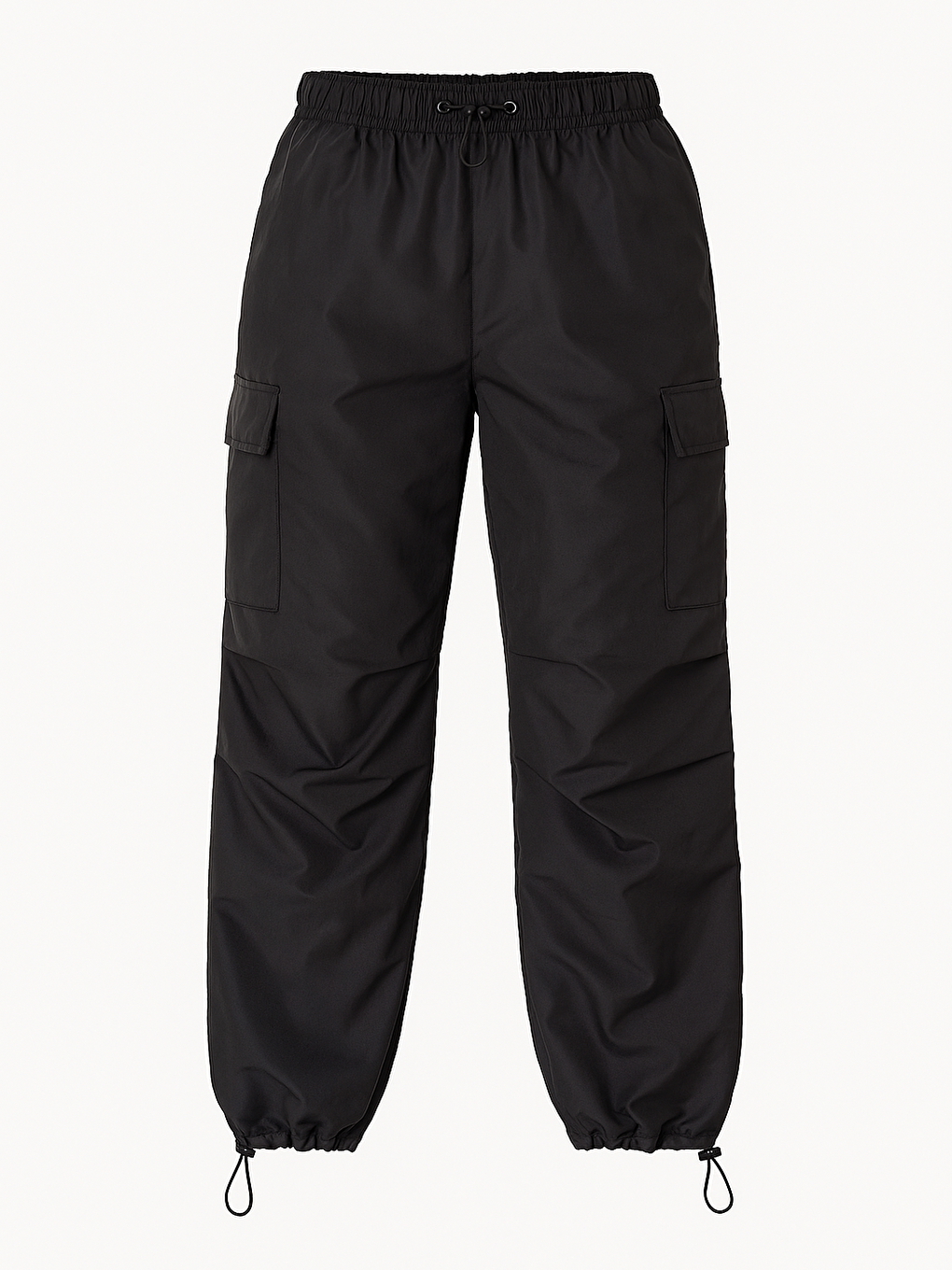 Siyah Lastikli Paça Kargo Cepli Kız Çocuk Paraşüt Pantolon 17562