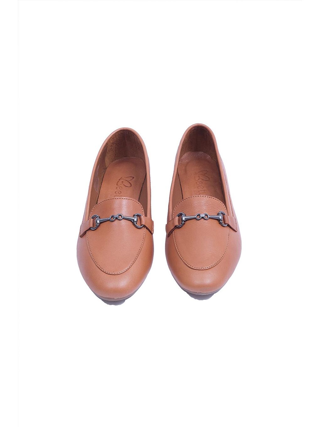 Kahverengi 142.102 Hakiki Deri Demir Tokalı Babet Ayakkabı Kadın-3