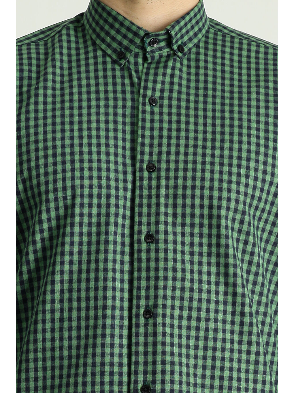 Yeşil Uzun Kol Regular Fit Oduncu Ekose Pamuklu Kolay Ütülenebilir Düğmeli Yaka Gömlek-5