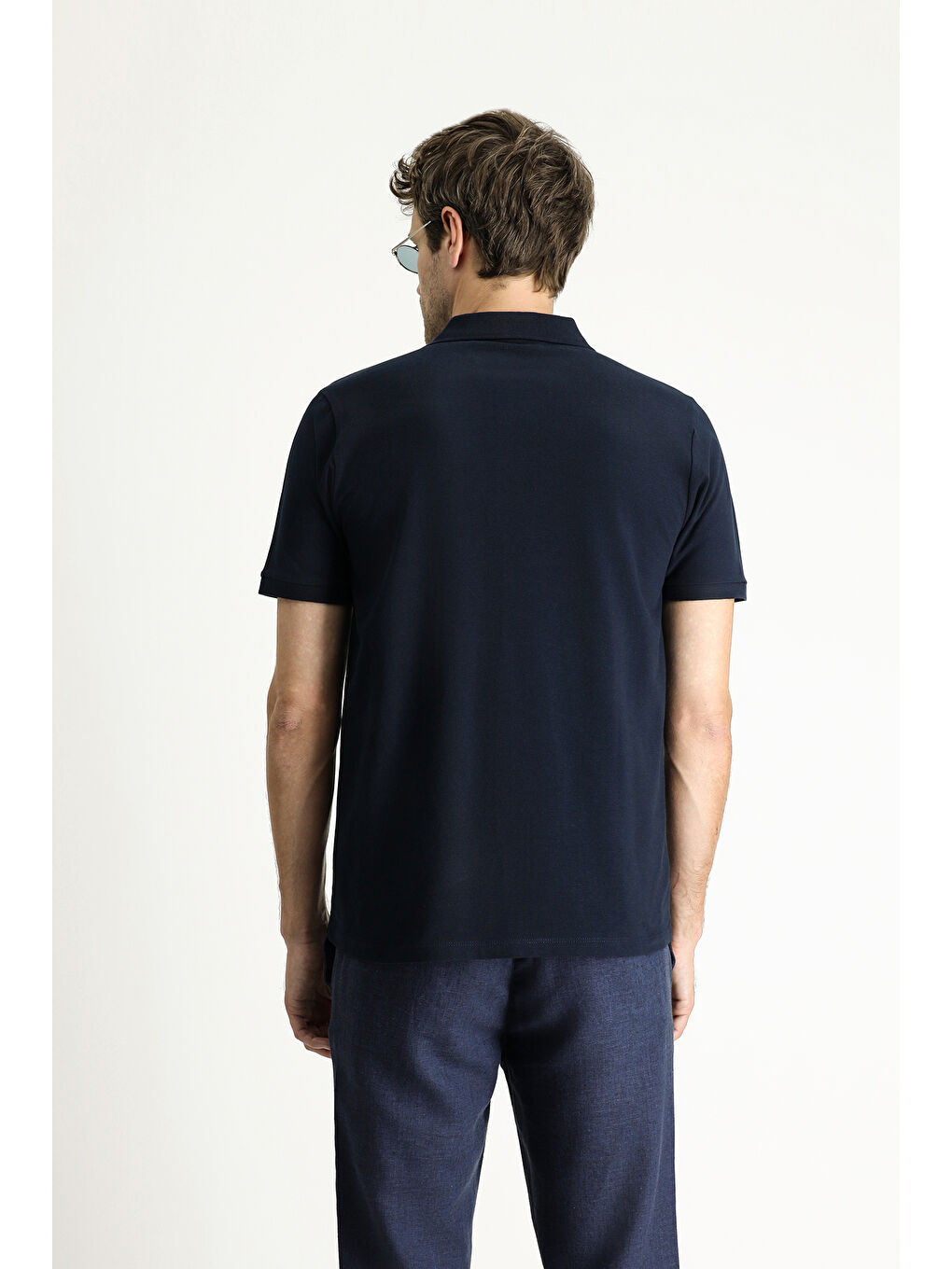 Lacivert Regular Fit Nakışlı Pamuk Polo Yaka Tişört-3