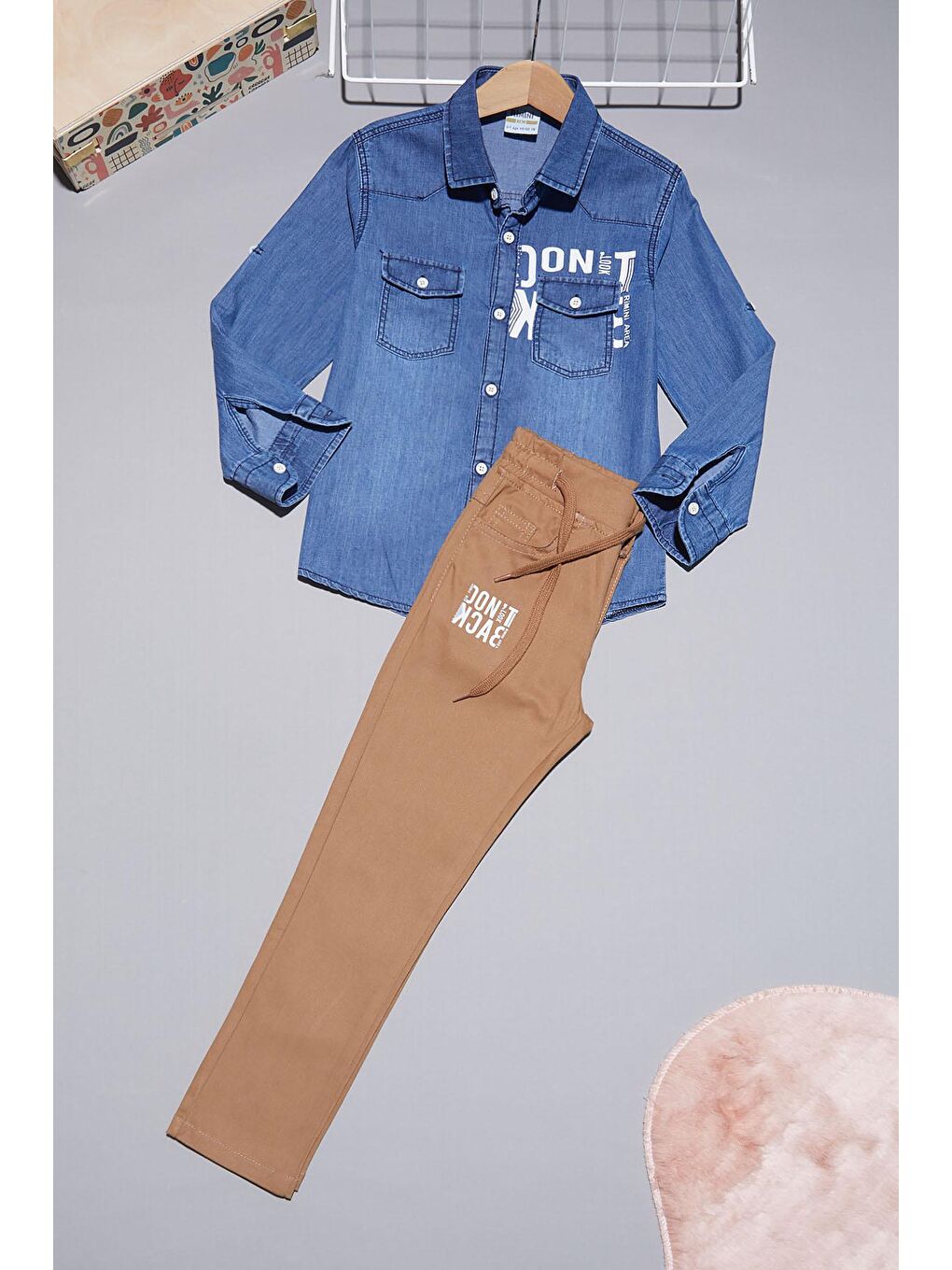 Mavi Jean Gömlekli Erkek Çocuk Alt Üst Takım 15100