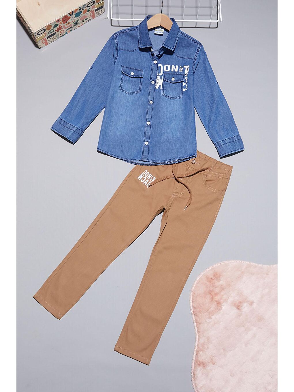 Mavi Jean Gömlekli Erkek Çocuk Alt Üst Takım 15100-2
