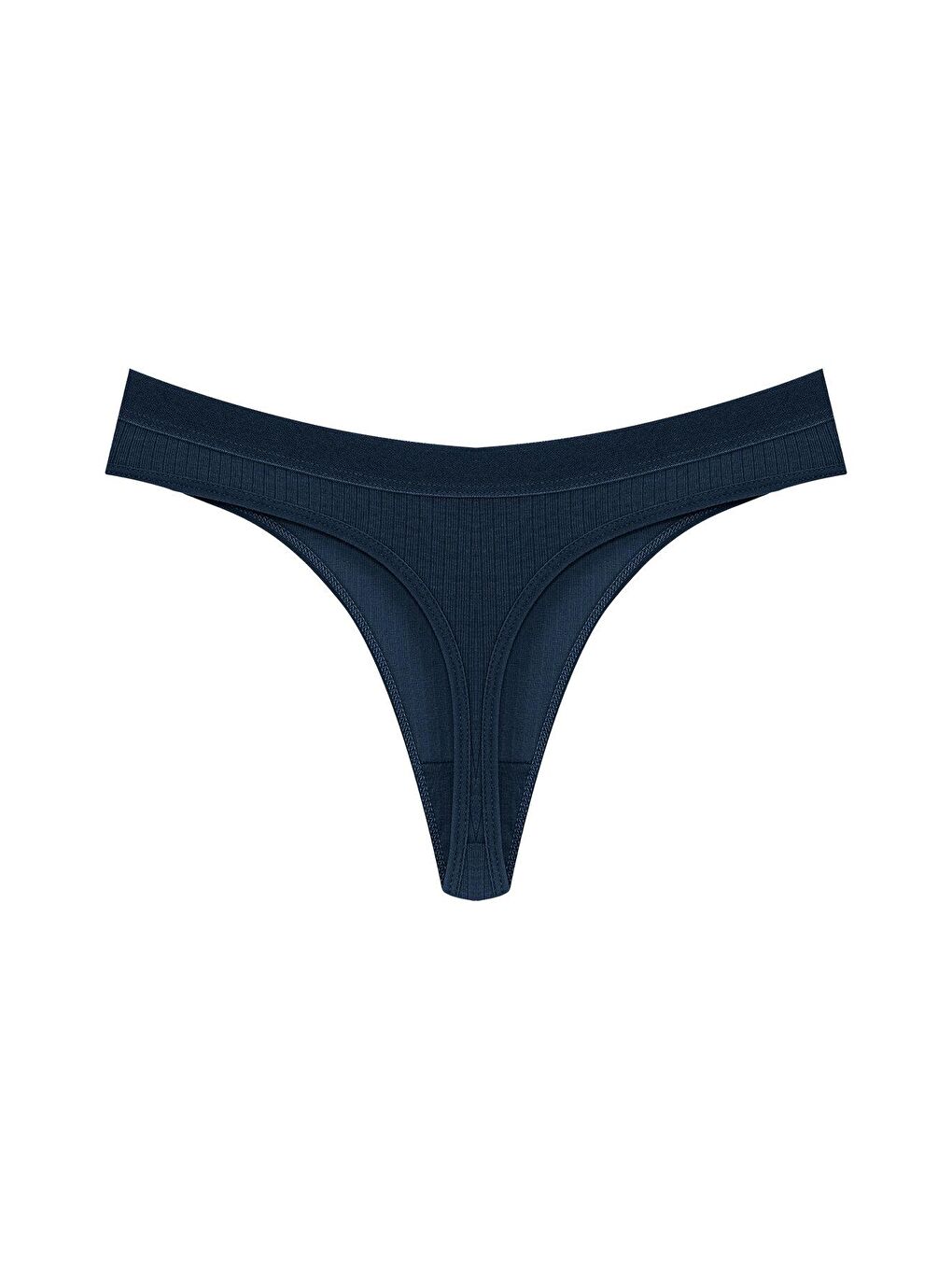 Lacivert Pamuklu Fitilli Dokulu Kadın Tanga Külot 3'lü-4