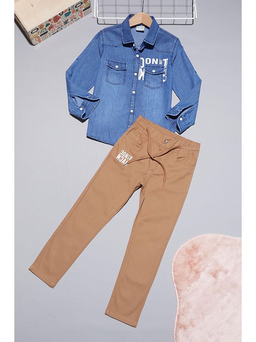 Mavi Jean Gömlekli Erkek Çocuk Alt Üst Takım 15100-3