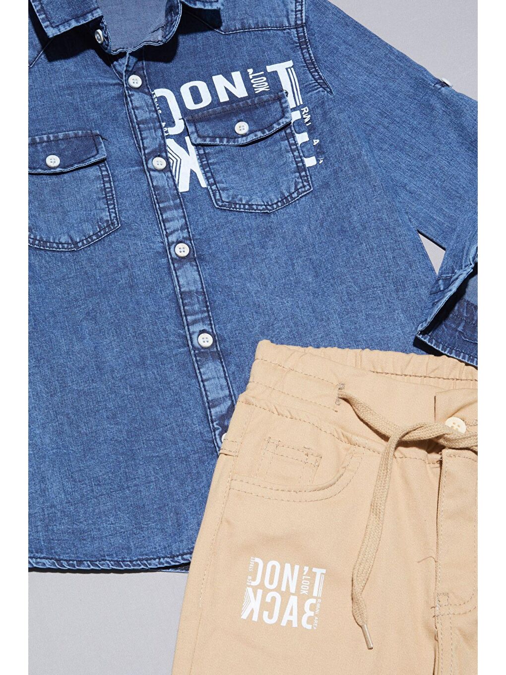 Lacivert Mavi Jean Gömlekli Erkek Çocuk Alt Üst Takım 15100-4