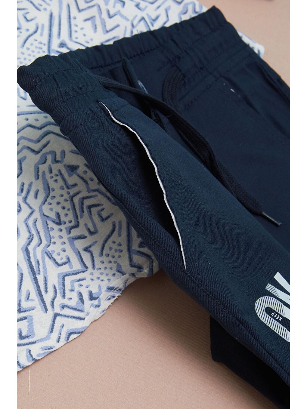 Mavi Çizgili Gömlekli Erkek Çocuk Alt Üst Takım 15093-4