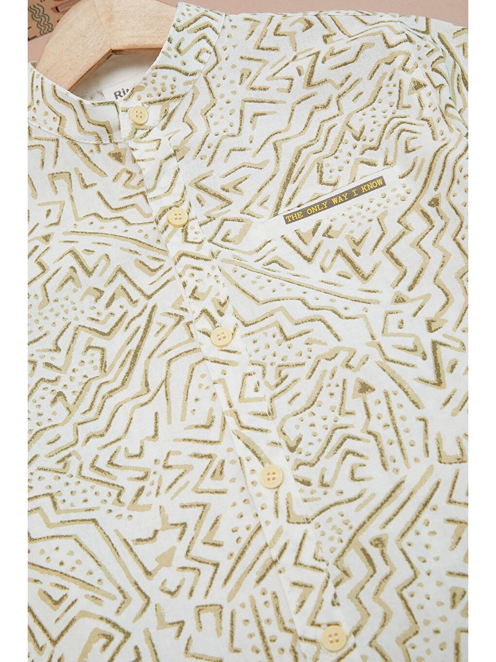 Ekru Krem Çizgili Gömlekli Erkek Çocuk Alt Üst Takım 15094-3