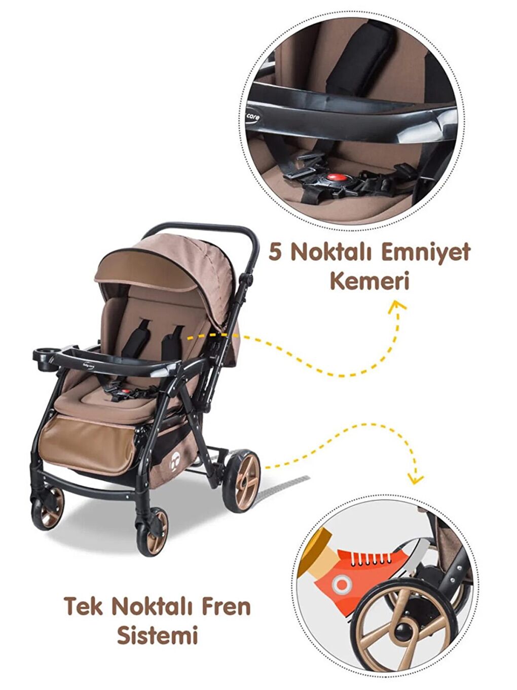 Combo Maxi Pro Çift Yönlü Bebek Arabası - Kahve-3