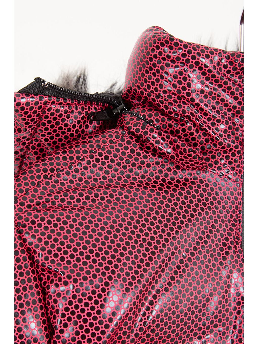 Kız Çocuk Altıgen Desenli Bordo Şişme Mont 16272-3