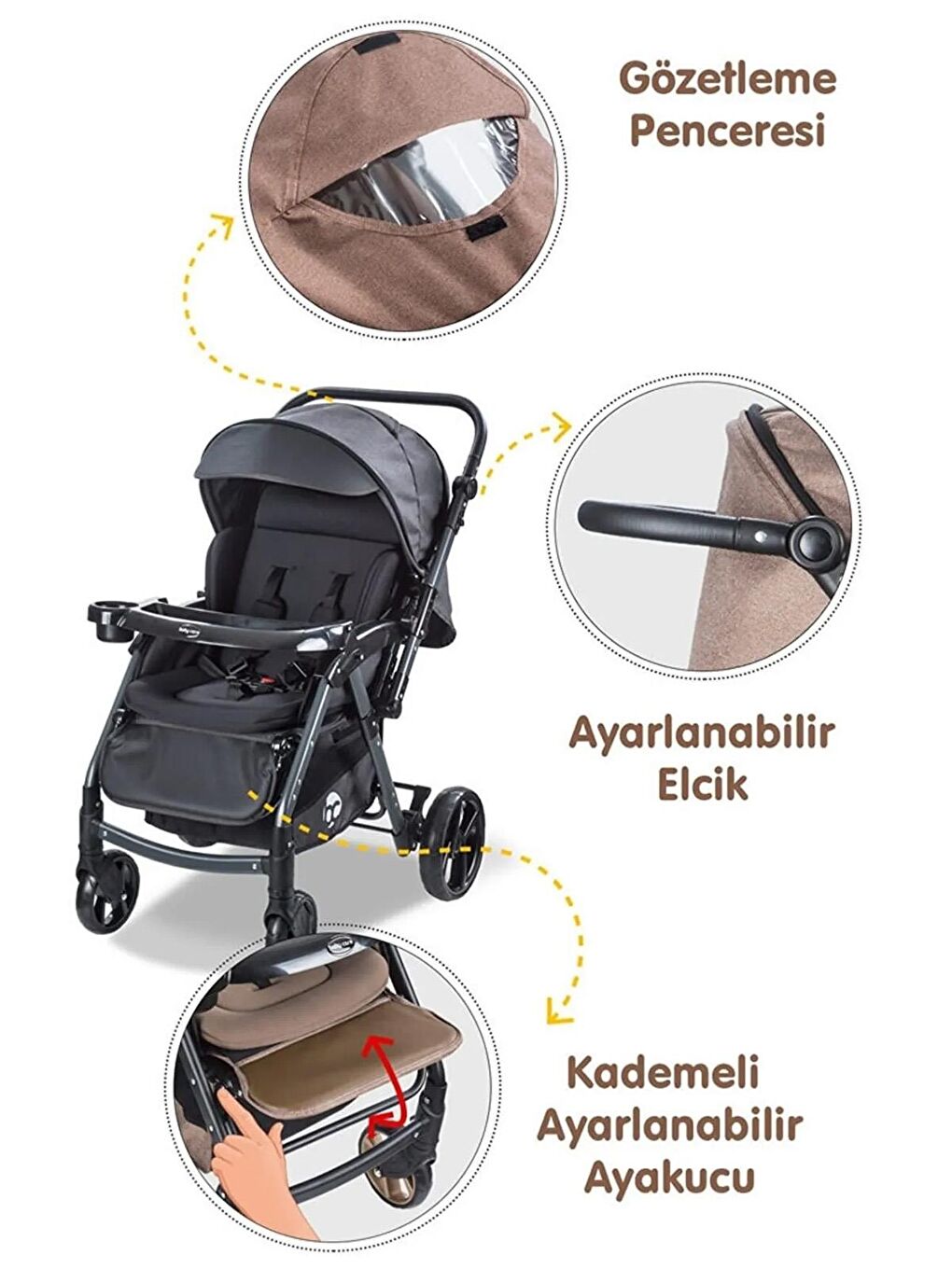 Combo Maxi Pro Çift Yönlü Bebek Arabası - Siyah-2
