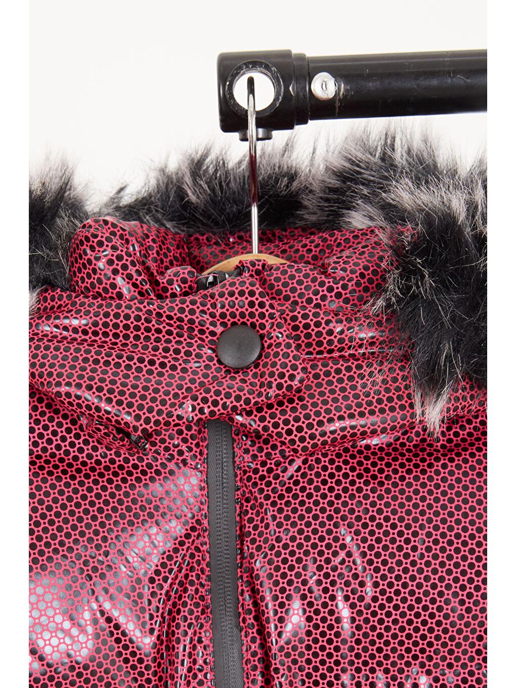 Kız Çocuk Altıgen Desenli Bordo Şişme Mont 16272-4