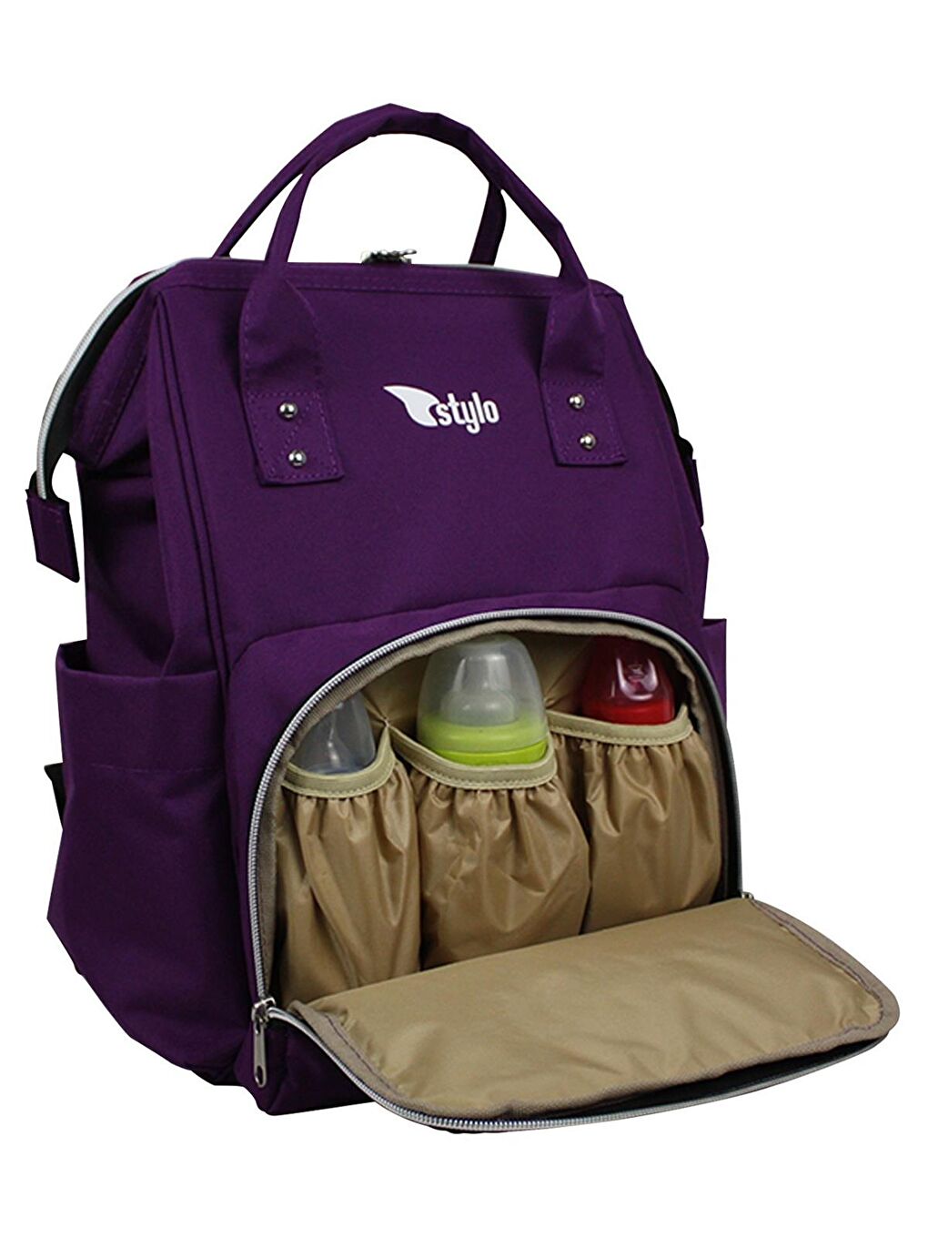 Star Takım Baskılı Just Bebek Bakım Çantası ve Termos Çanta Mor-2