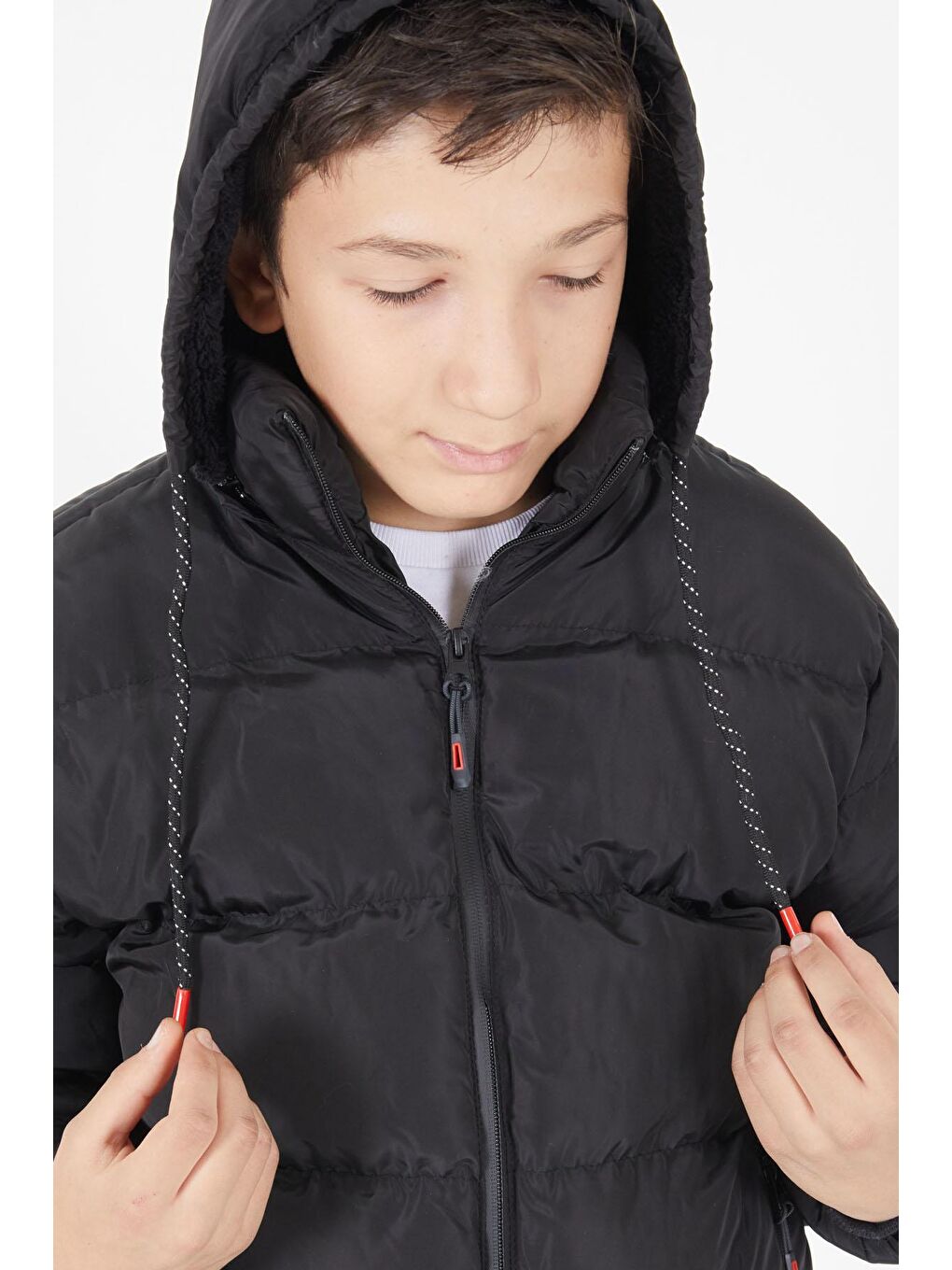 Erkek Çocuk Şişme Mont Düz Desen Siyah 15673-2