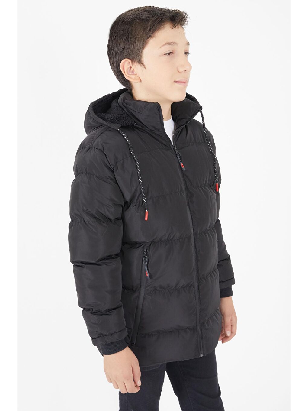 Erkek Çocuk Şişme Mont Düz Desen Siyah 15673-3