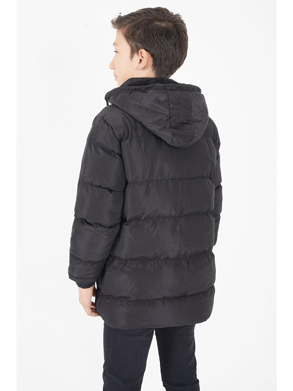 Erkek Çocuk Şişme Mont Düz Desen Siyah 15673-4