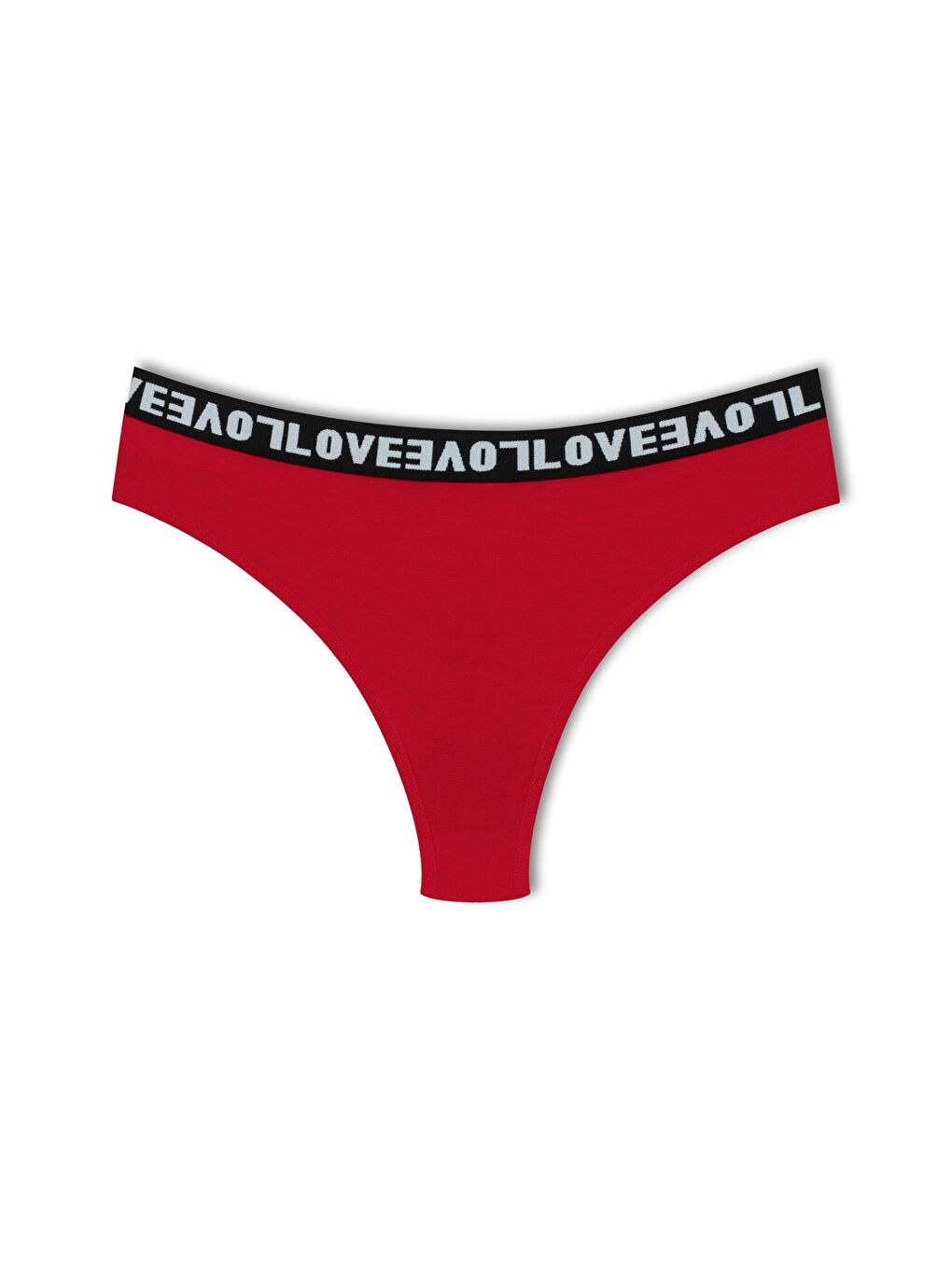 Bordo Pamuklu Arkası Dantel LOVE Lastik Tanga Kadın Külot 3'lü-2
