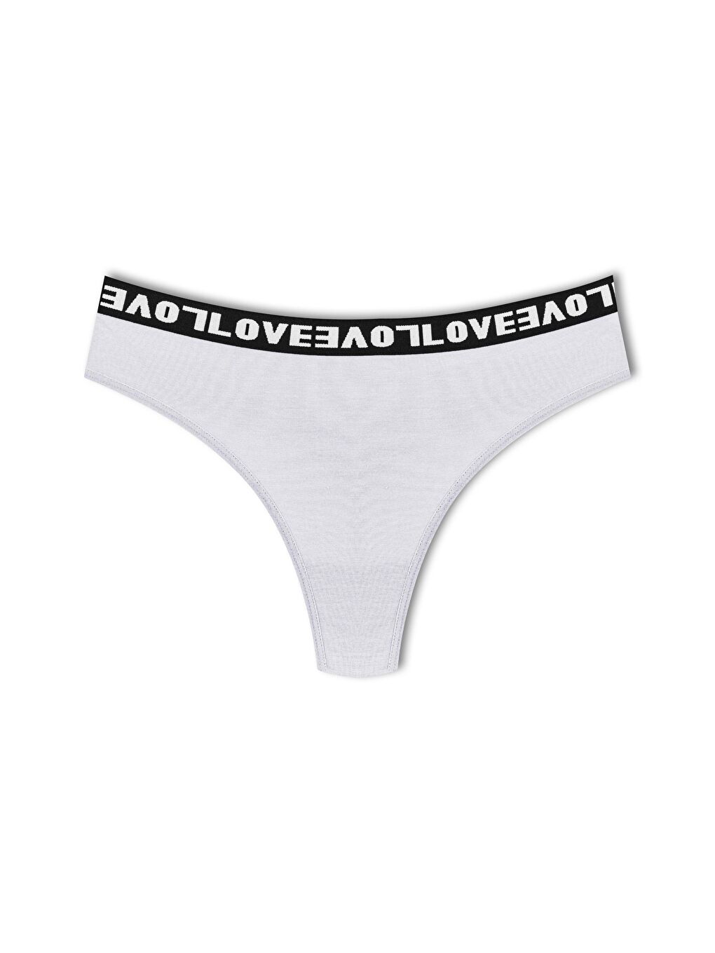 Beyaz Pamuklu Arkası Dantel LOVE Lastik Tanga Kadın Külot 5'li-5