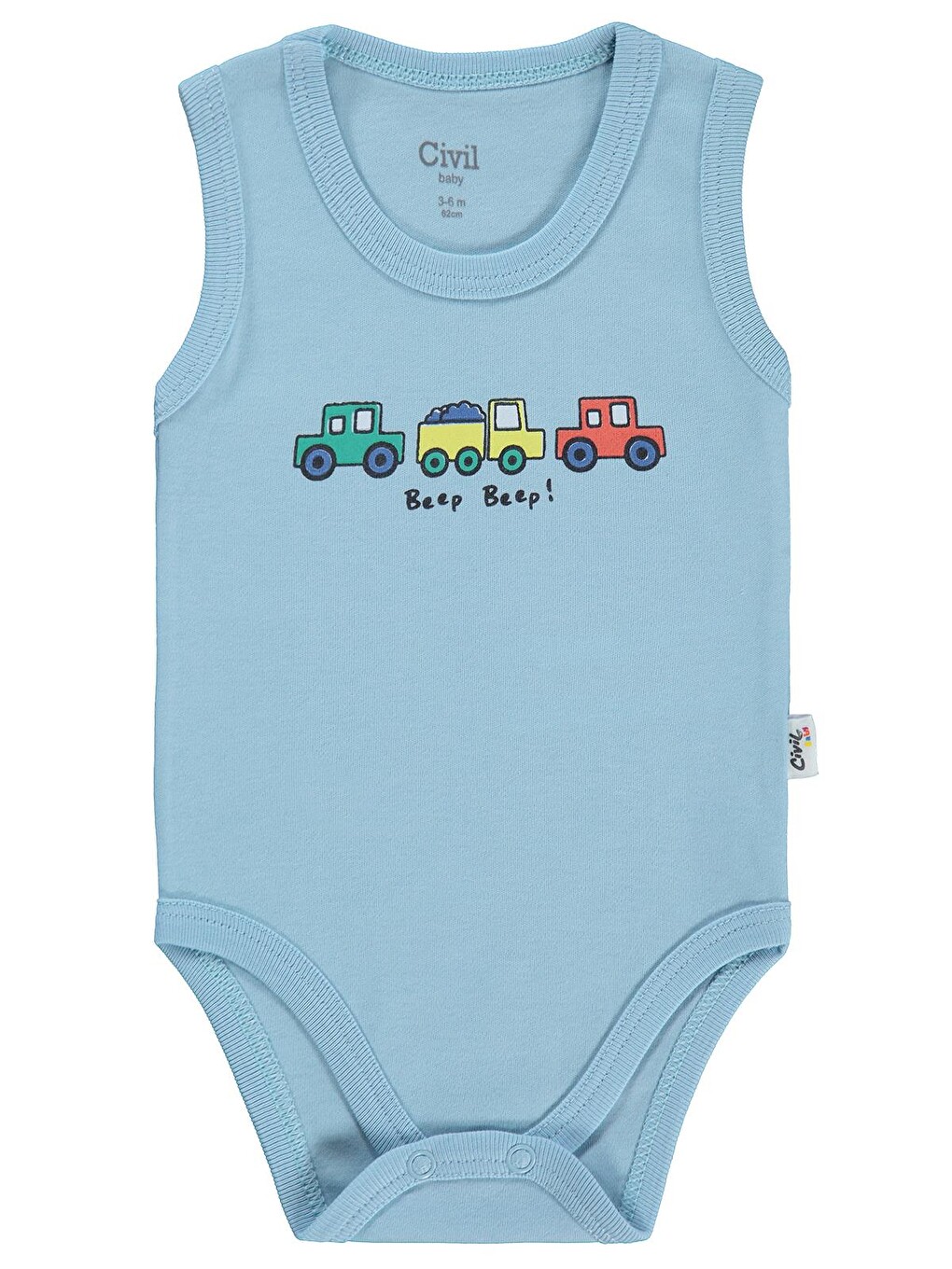 Baby Araba Baskılı 3-36 Ay Çıtçıtlı Badi - Mavi