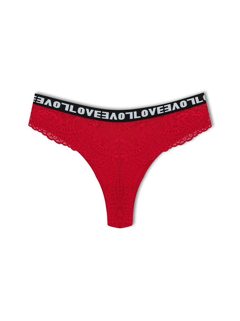 Beyaz Pamuklu Arkası Dantel LOVE Lastik Tanga Kadın Külot 5'li-6