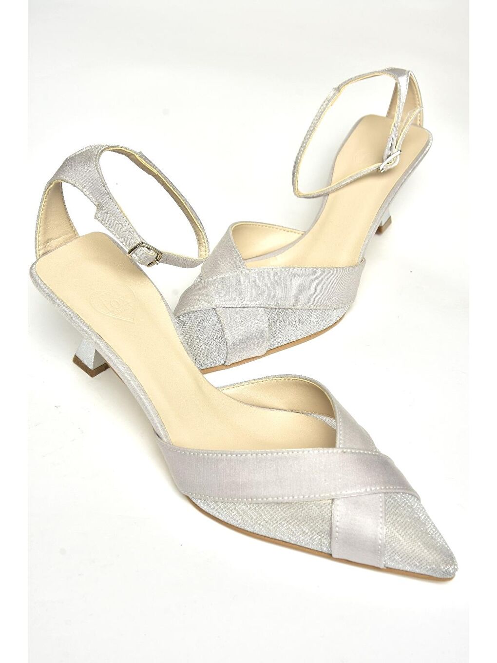Gri U6540742 Gümüş Kadın Topuklu Ayakkabı-1