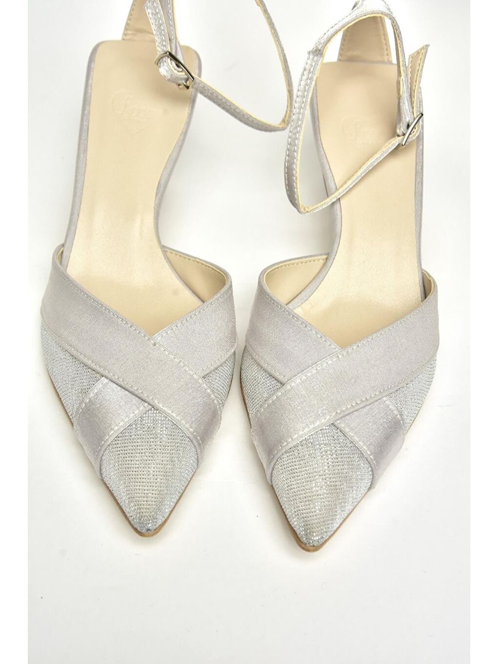 Gri U6540742 Gümüş Kadın Topuklu Ayakkabı-2