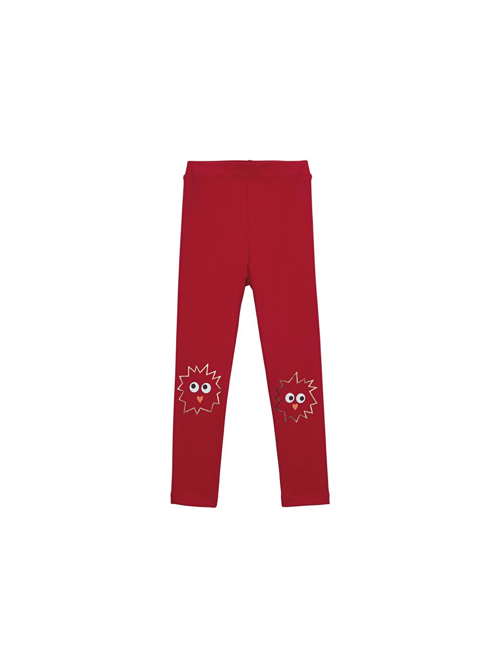 Kırmızı Kız Çocuk Crazy Eyes Baskılı Şardonlu Tayt