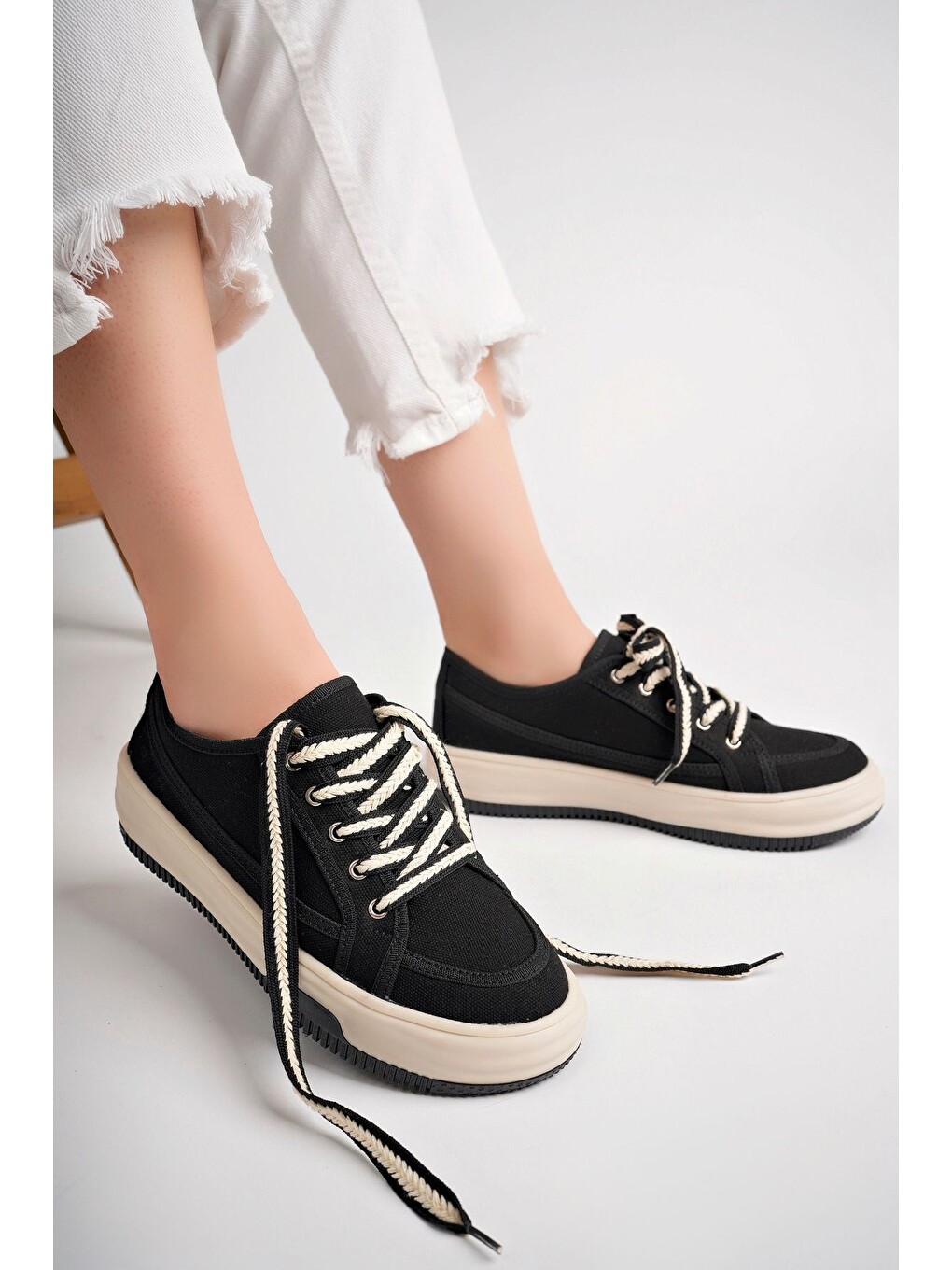 Siyah Kadın Sneaker Günlük Ayakkabı-1