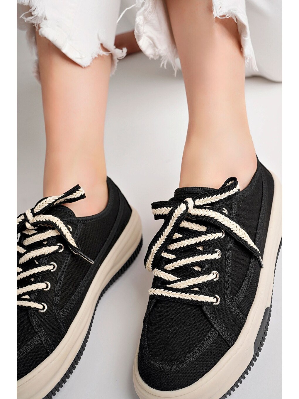 Siyah Kadın Sneaker Günlük Ayakkabı-2