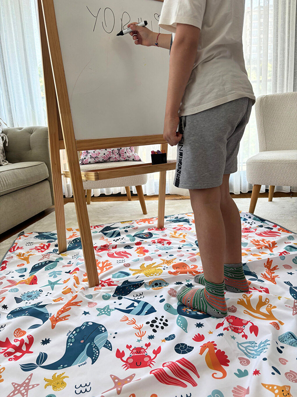 Ocean, 145x250cm, Sıvı Geçirmeyen Çok Amaçlı Aktivite Örtüsü; Bakım Örtüsü, Yer, Masa ve Yatak için-6