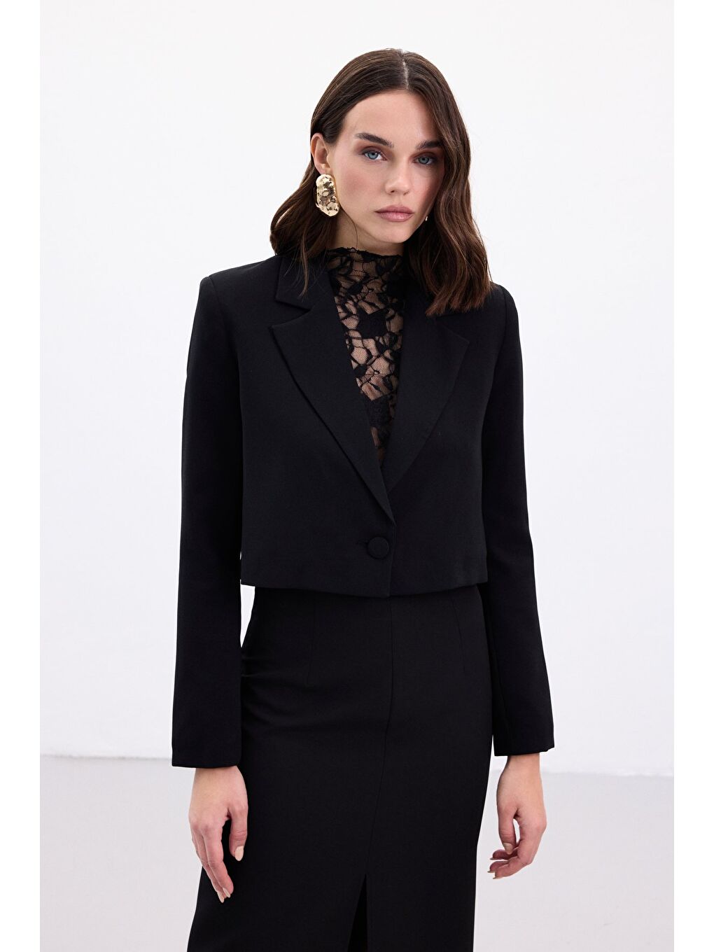 Luna Kısa Ceket - Siyah-1