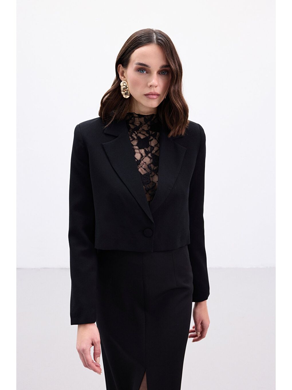 Luna Kısa Ceket - Siyah-3