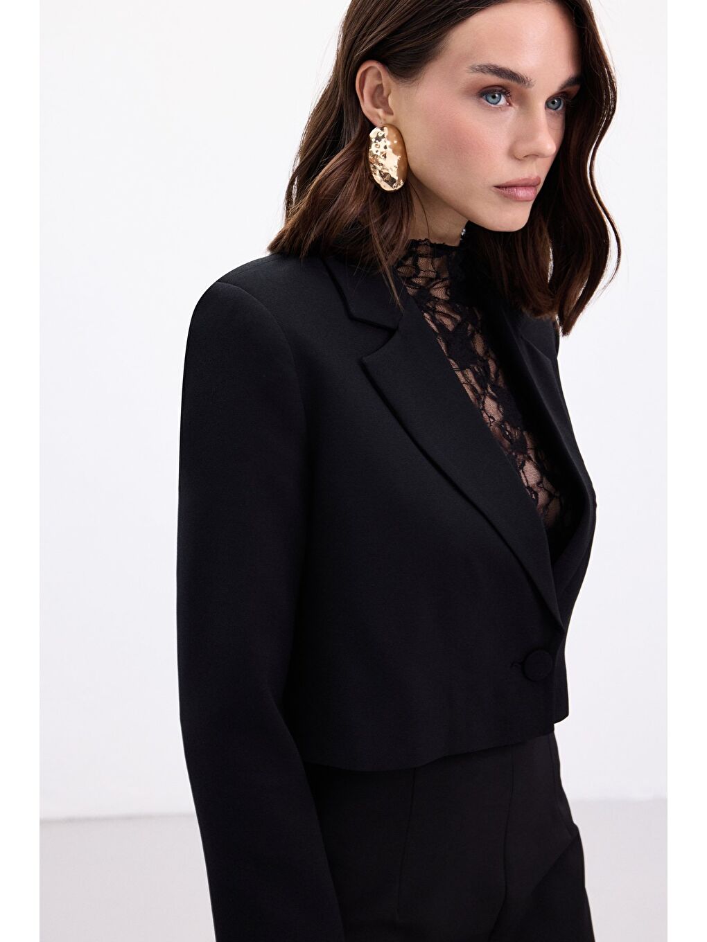 Luna Kısa Ceket - Siyah-5
