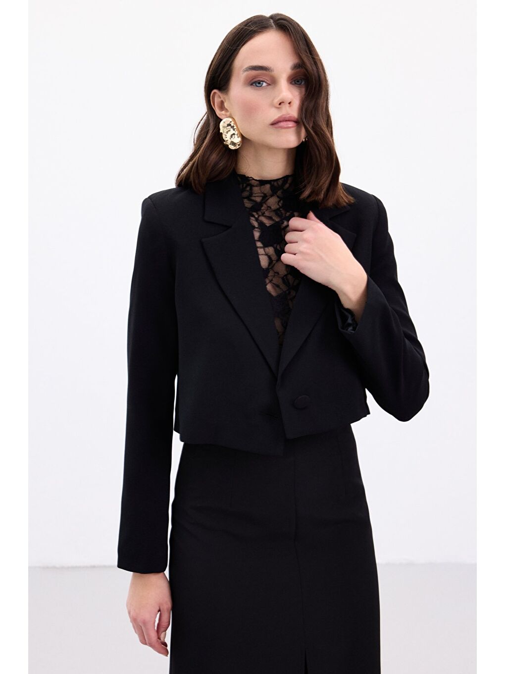 Luna Kısa Ceket - Siyah-6