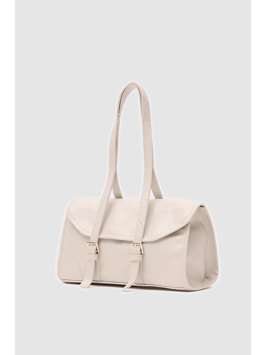 Ekru Lue Vintage Baget Çanta Krem-6