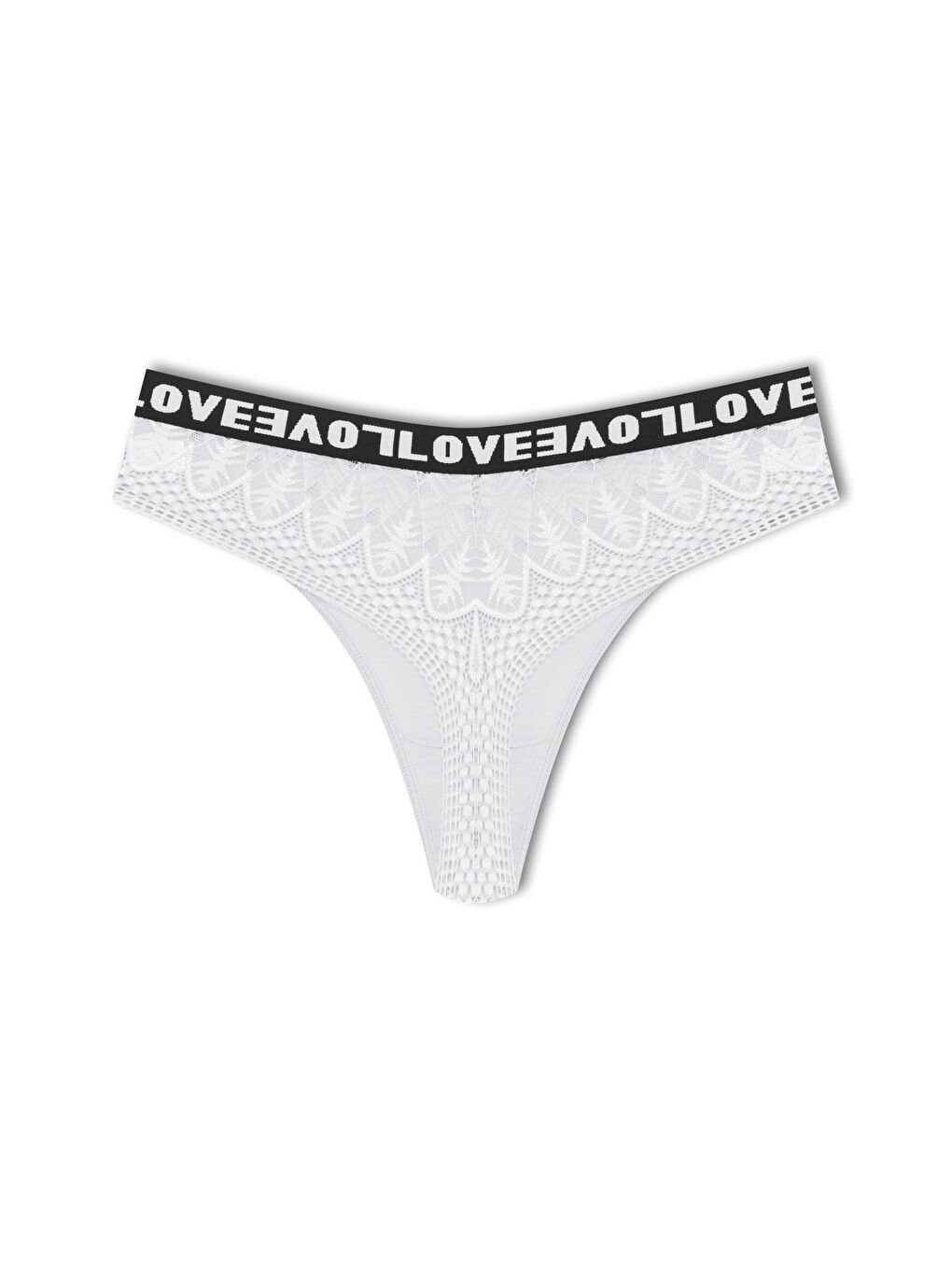 Beyaz Pamuklu Arkası Dantel LOVE Lastik Tanga Kadın Külot 5'li-8