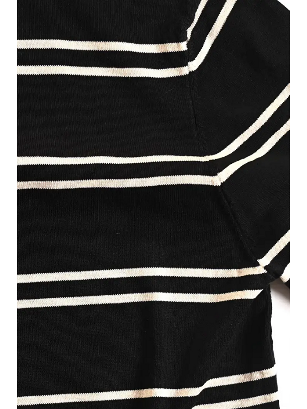 Siyah Erkek Çizgi Detaylı Slim Fit Bisiklet Yaka Triko Tişört-1