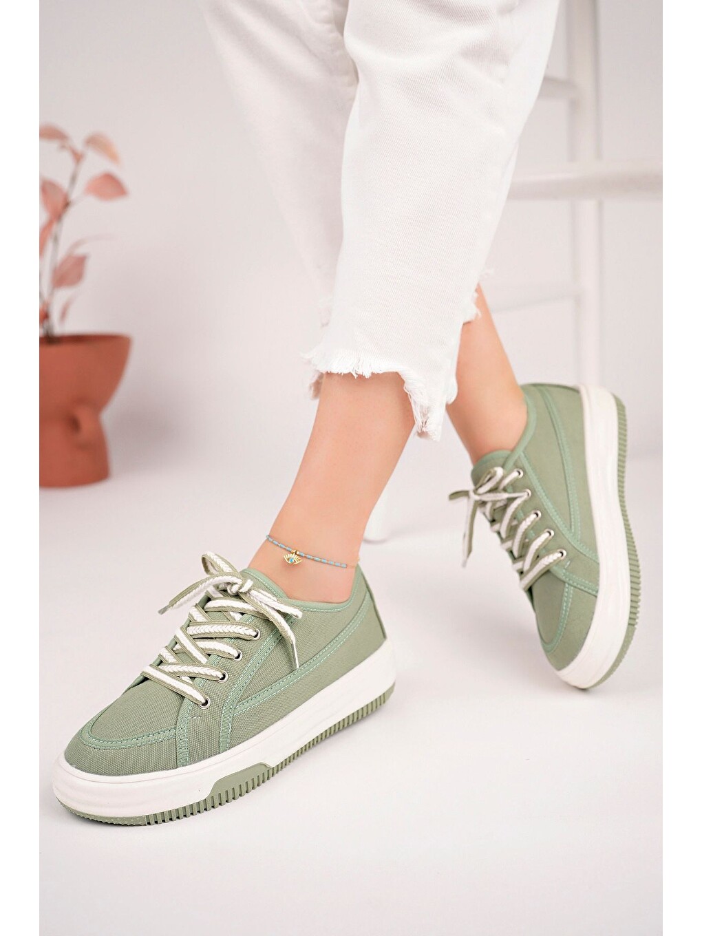 Yeşil Kadın Sneaker Günlük Ayakkabı