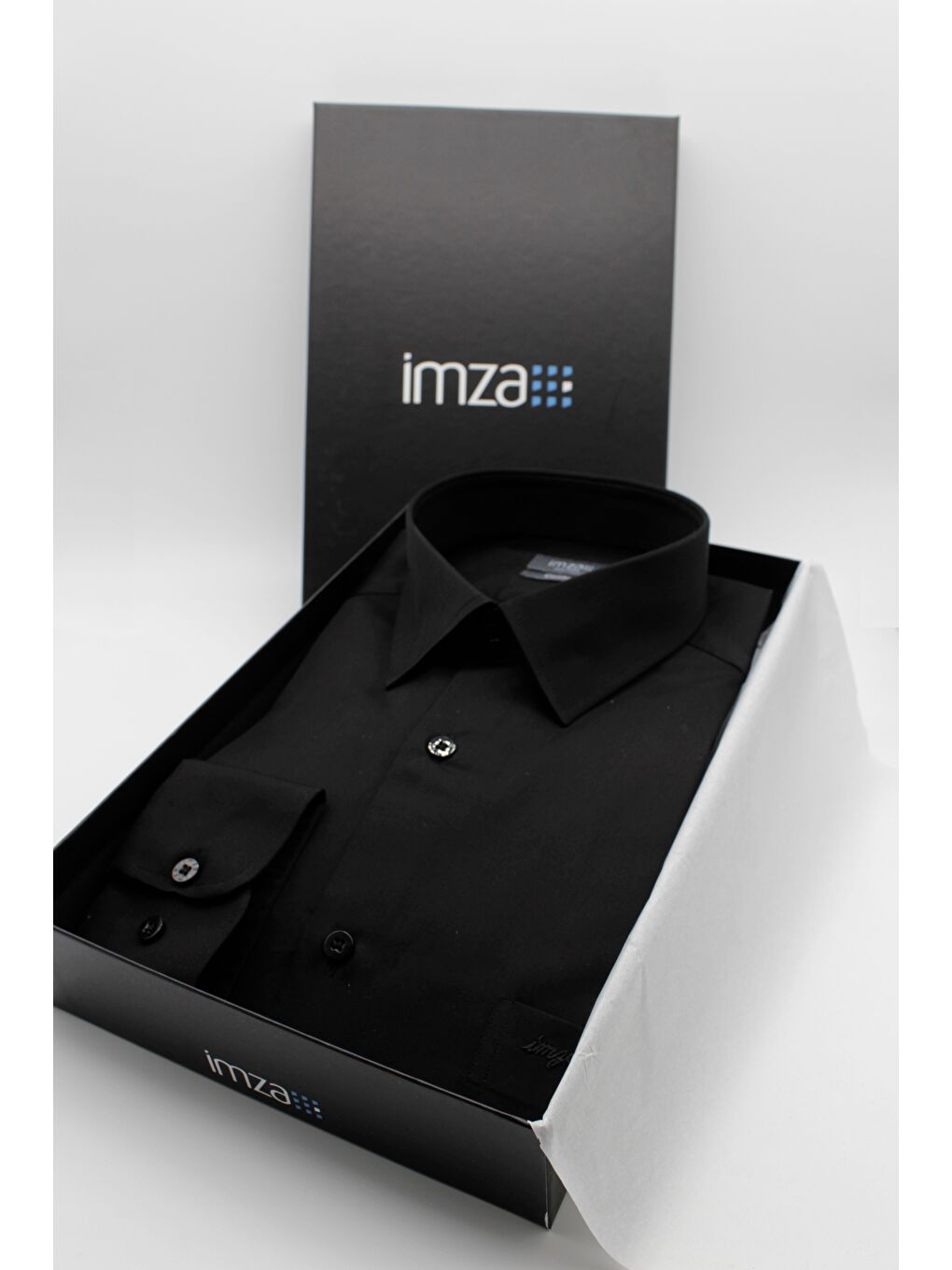 Siyah Sert Yaka Cepli Comfort Fit Classic Pamuklu Gömlek 1004255323