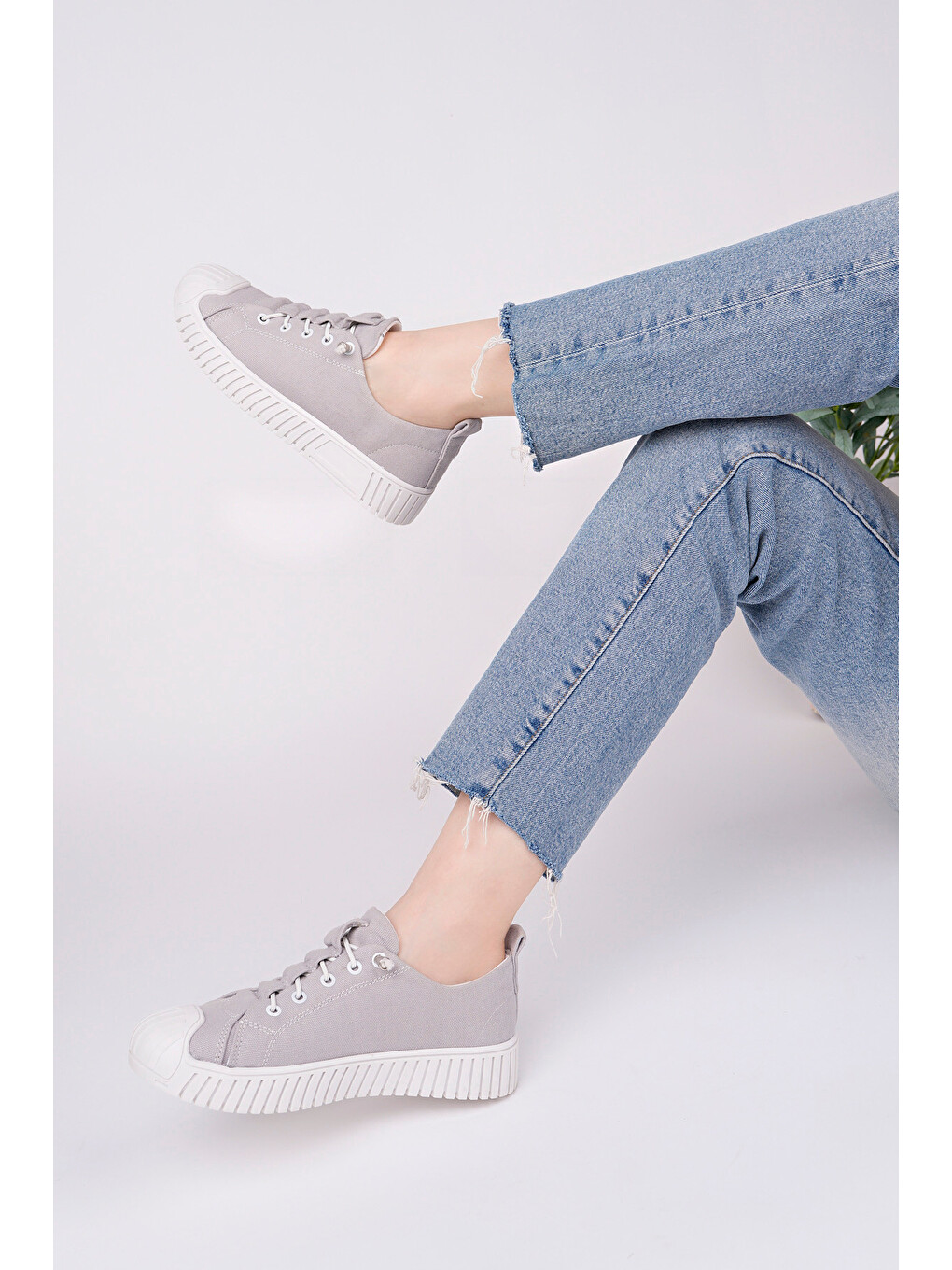 Gri Kadın Sneaker Günlük Ayakkabı-2