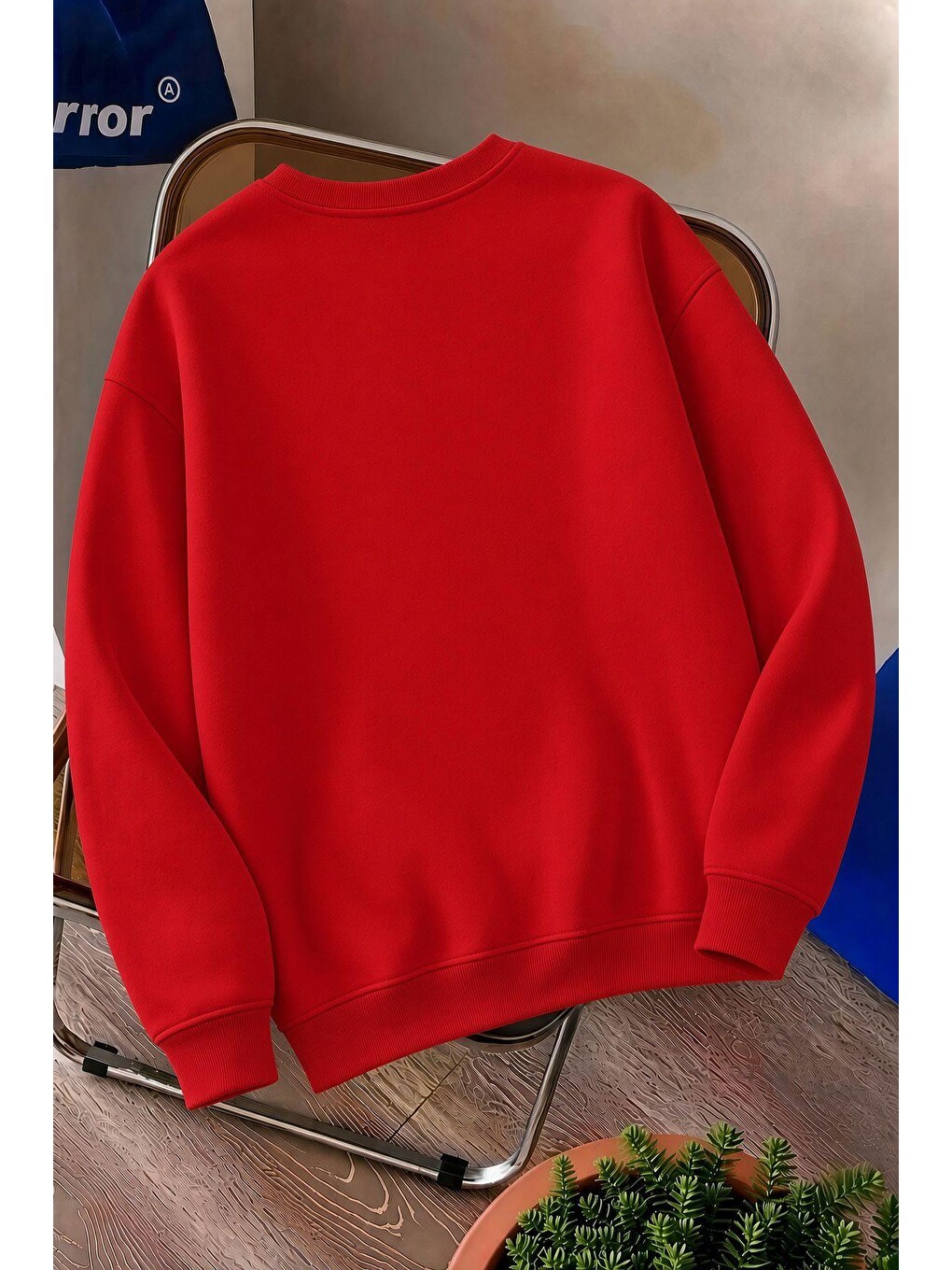 Kırmızı Bs Life Design Minimalist İllüstrasyon Baskılı Sweatshirt-büyük Beden Seçenekli-1