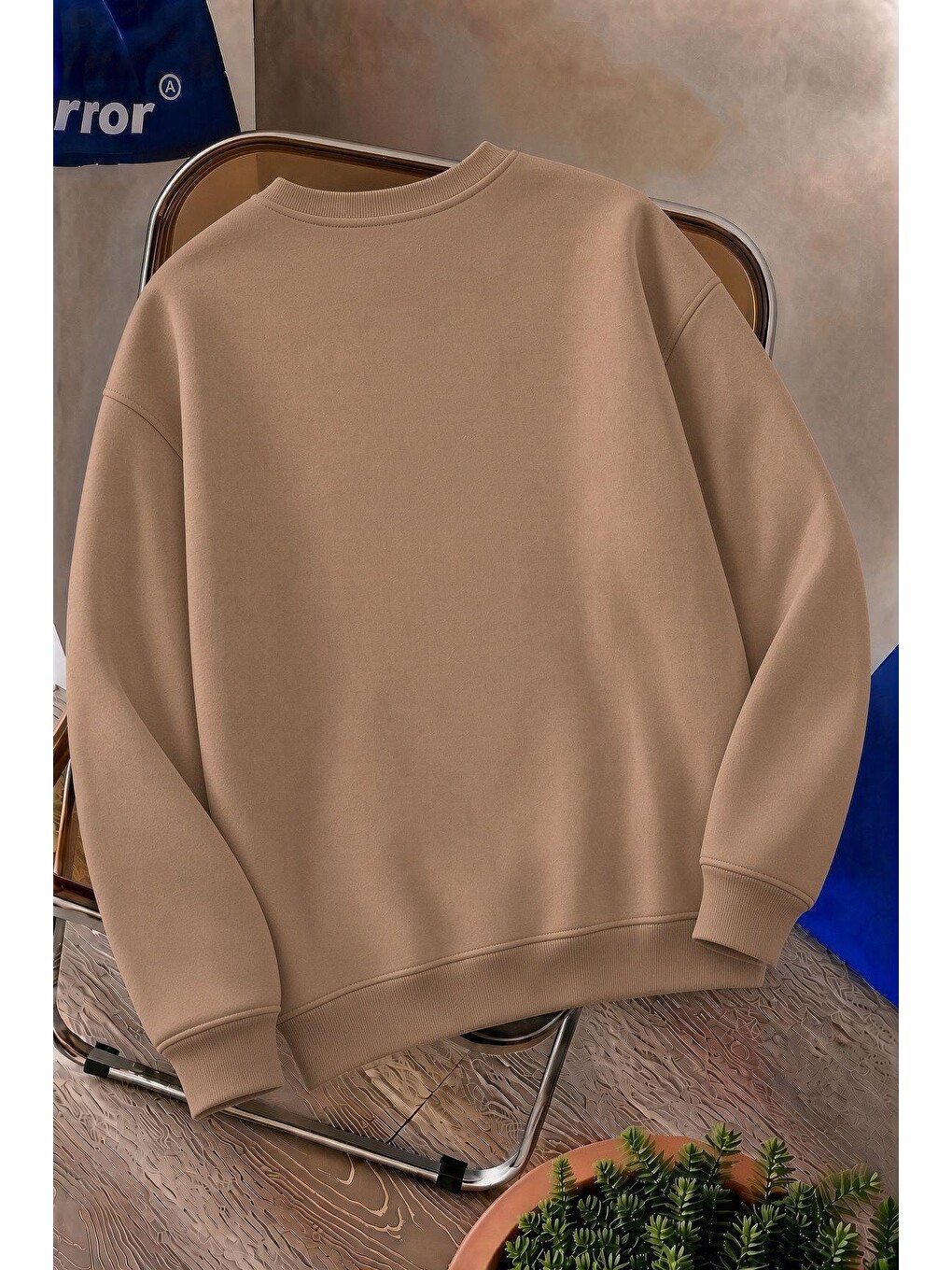 Bej Bs Life Design Minimalist İllüstrasyon Baskılı Sweatshirt-büyük Beden Seçenekli-1
