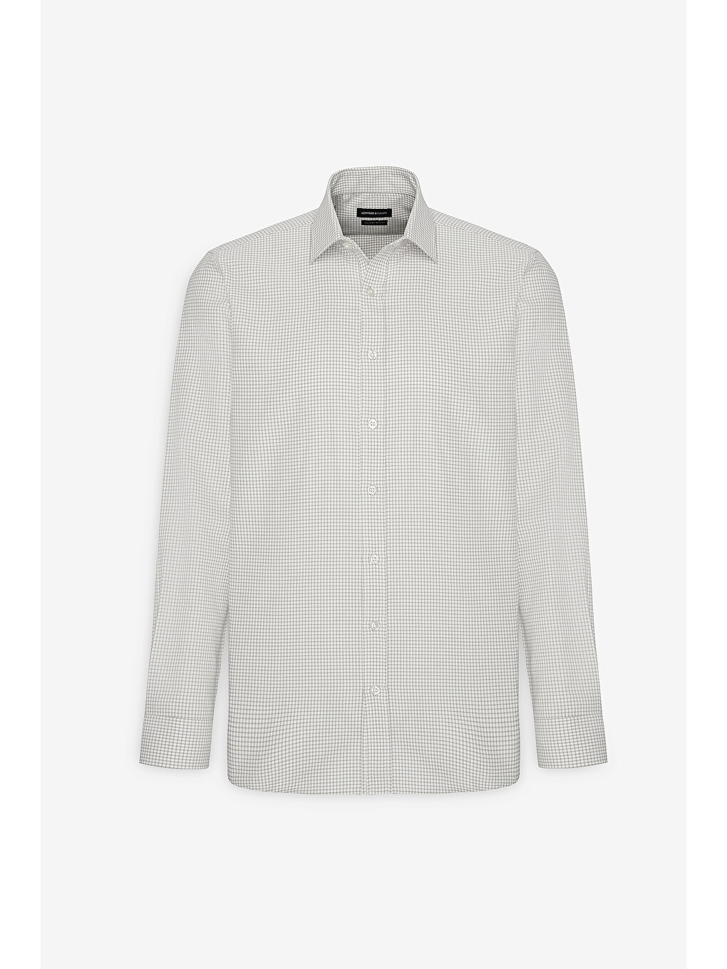 Erkek Beyaz-bej Kolay Ütülenebilir Slim Fit Dar Kesim Düğme Yaka Gofre Desenli Gömlek-5