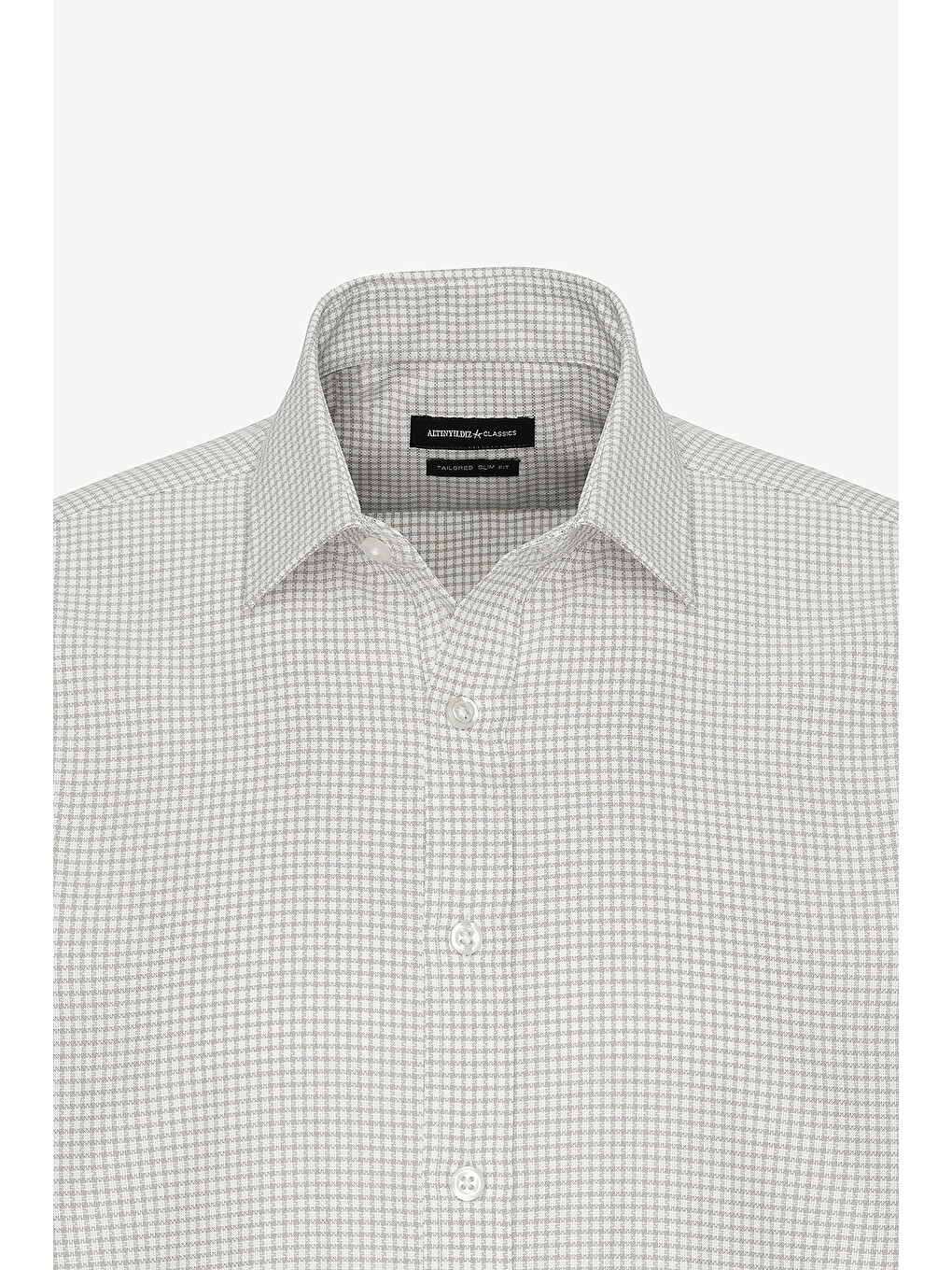 Erkek Beyaz-bej Kolay Ütülenebilir Slim Fit Dar Kesim Düğme Yaka Gofre Desenli Gömlek-6