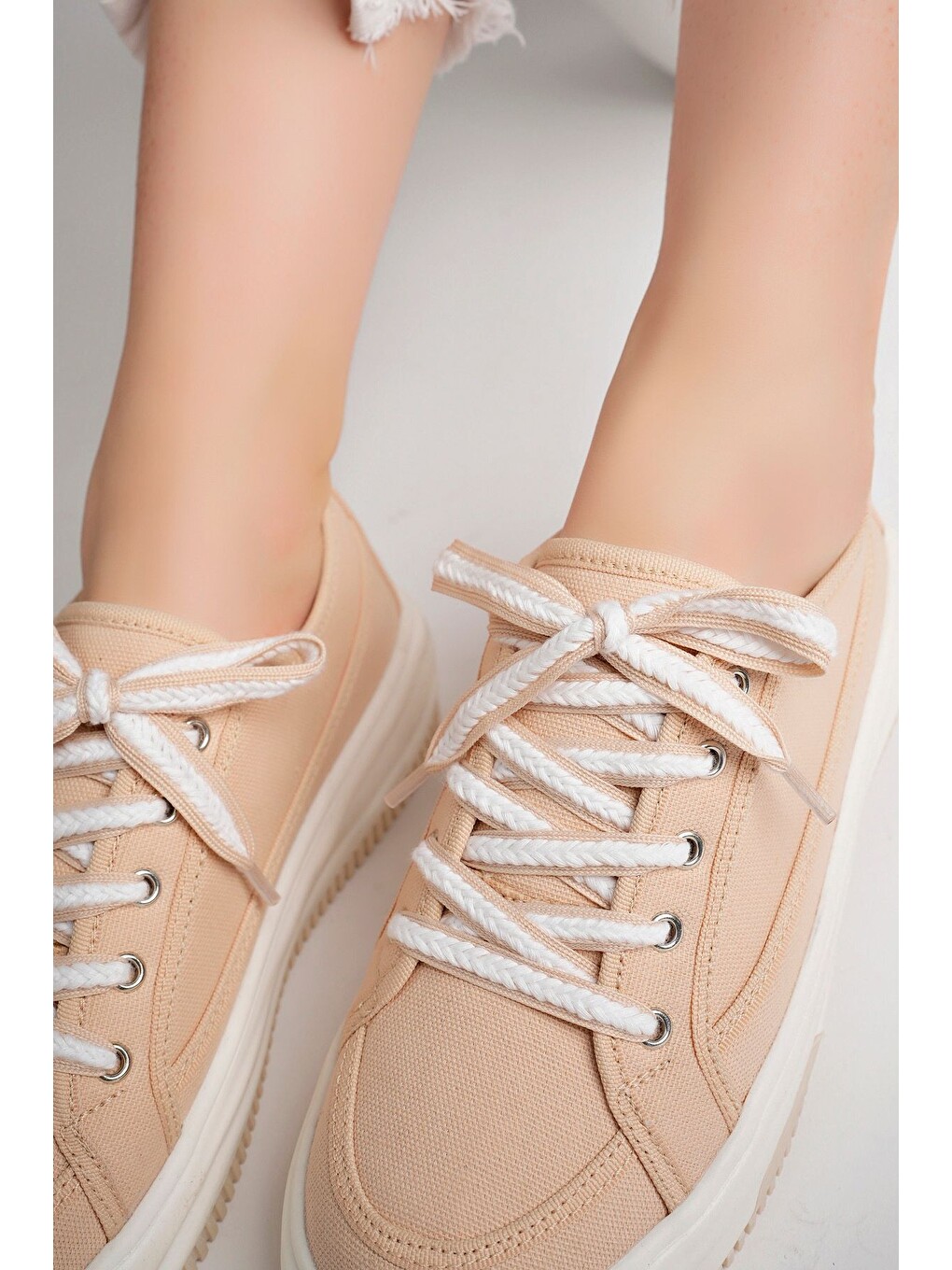 Bej Kadın Sneaker Günlük Ayakkabı-2