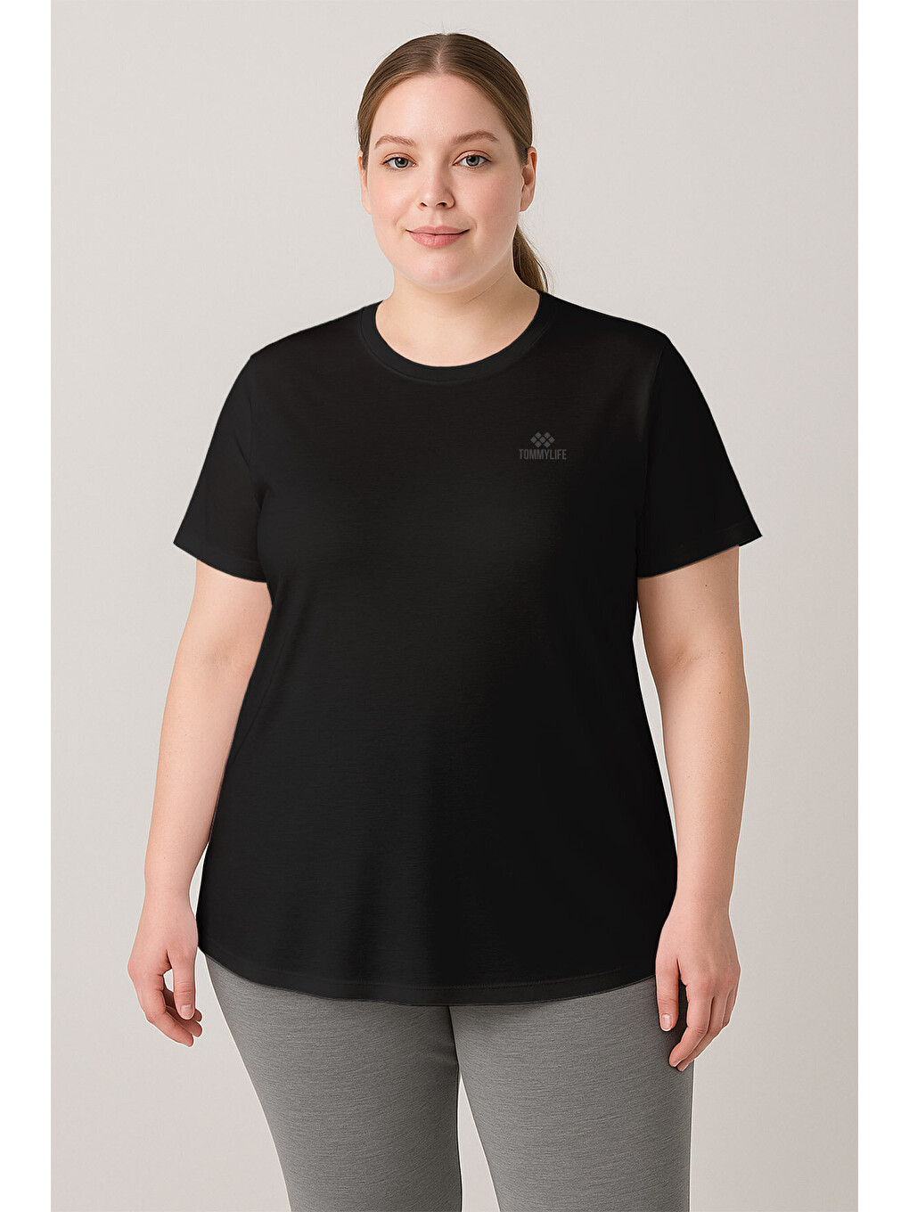 Rahat Form 3lü Paket Siyah-indigo-koyu Gri Battal Kadın T-shirt - 97308-3